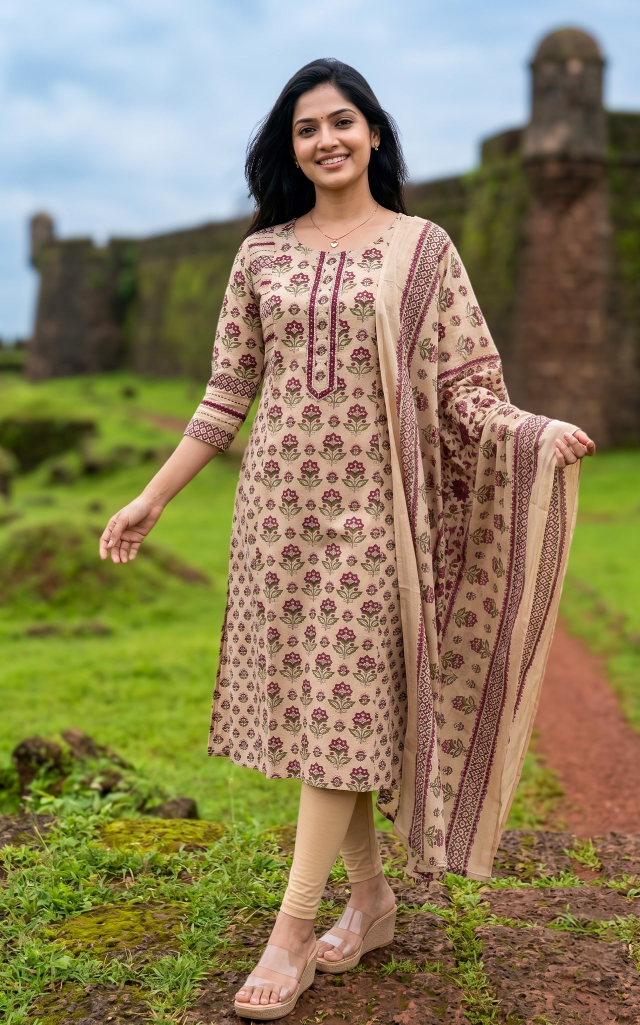 Niharika Beige (Kurti+Dupatta)