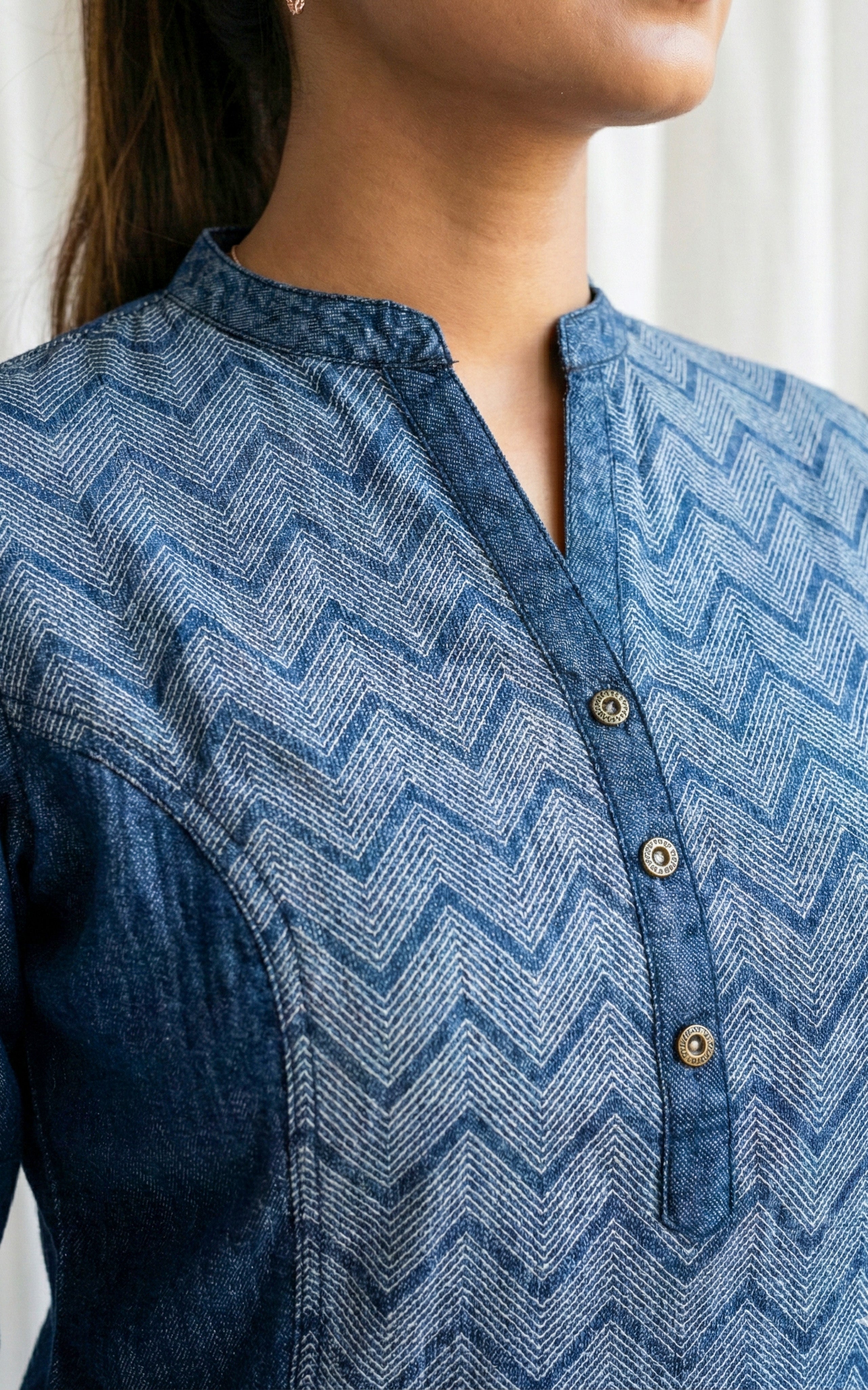 Daily wear denim low side slit top for women