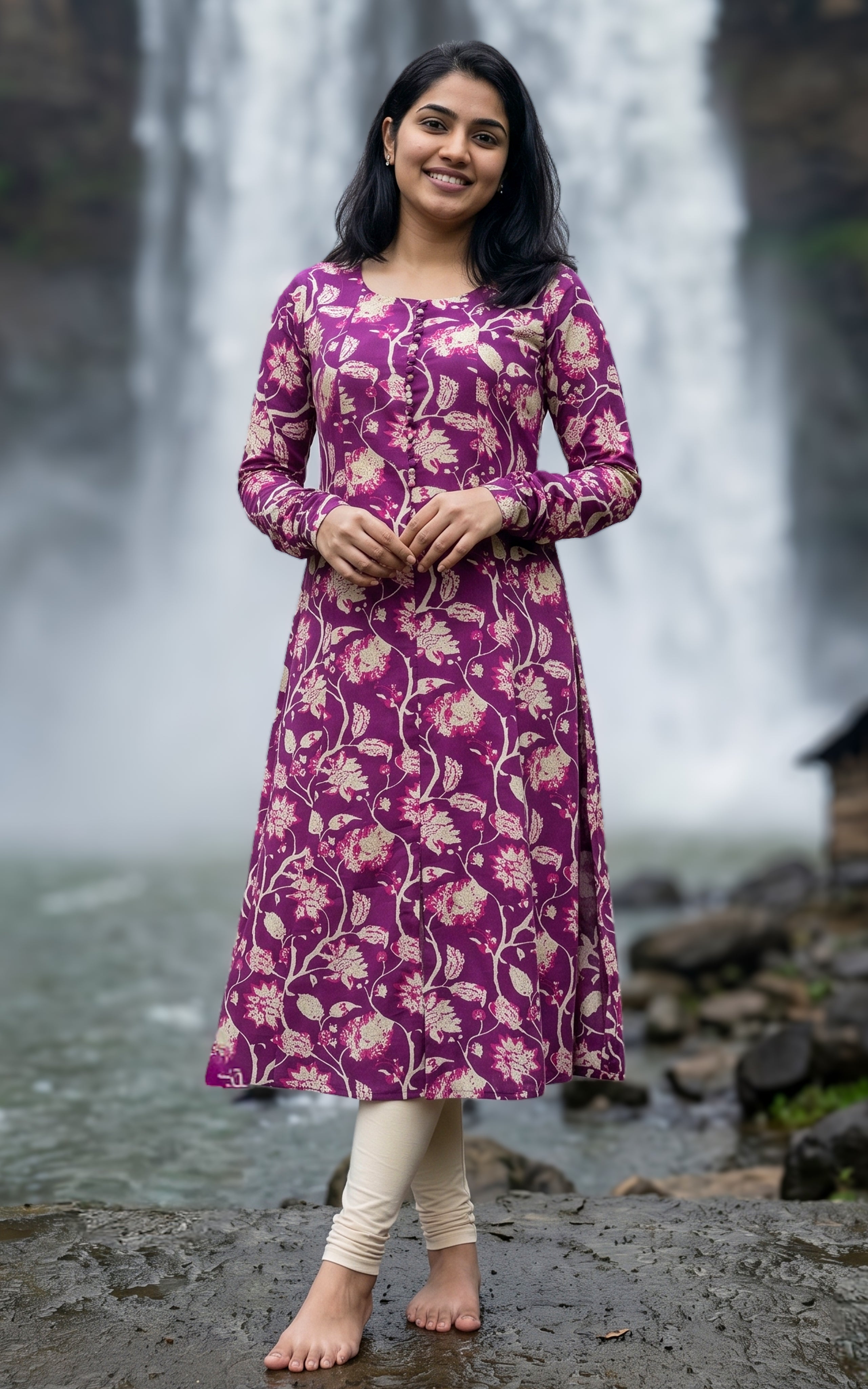 Plum cotton Aline kurti for women