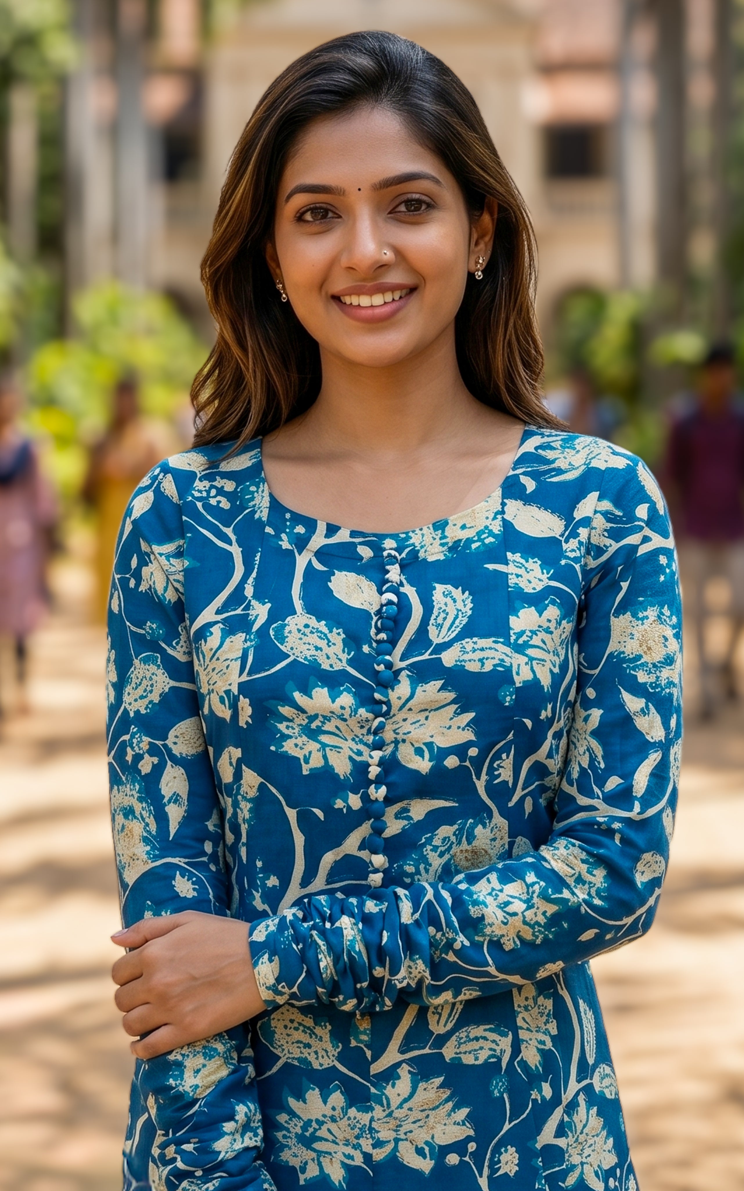 Blue cotton Aline kurti for women