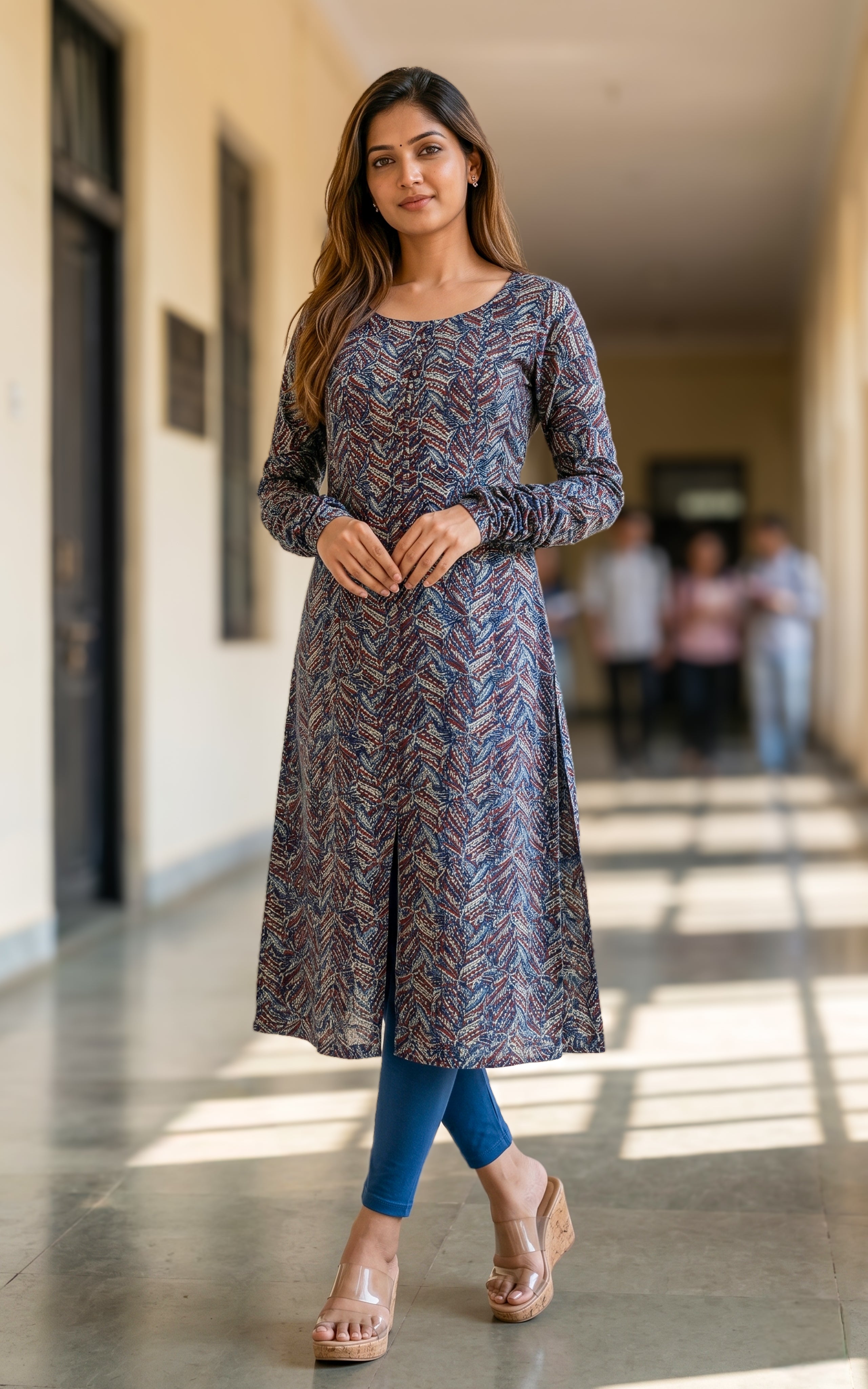 Blue ethnic cotton kurti for women