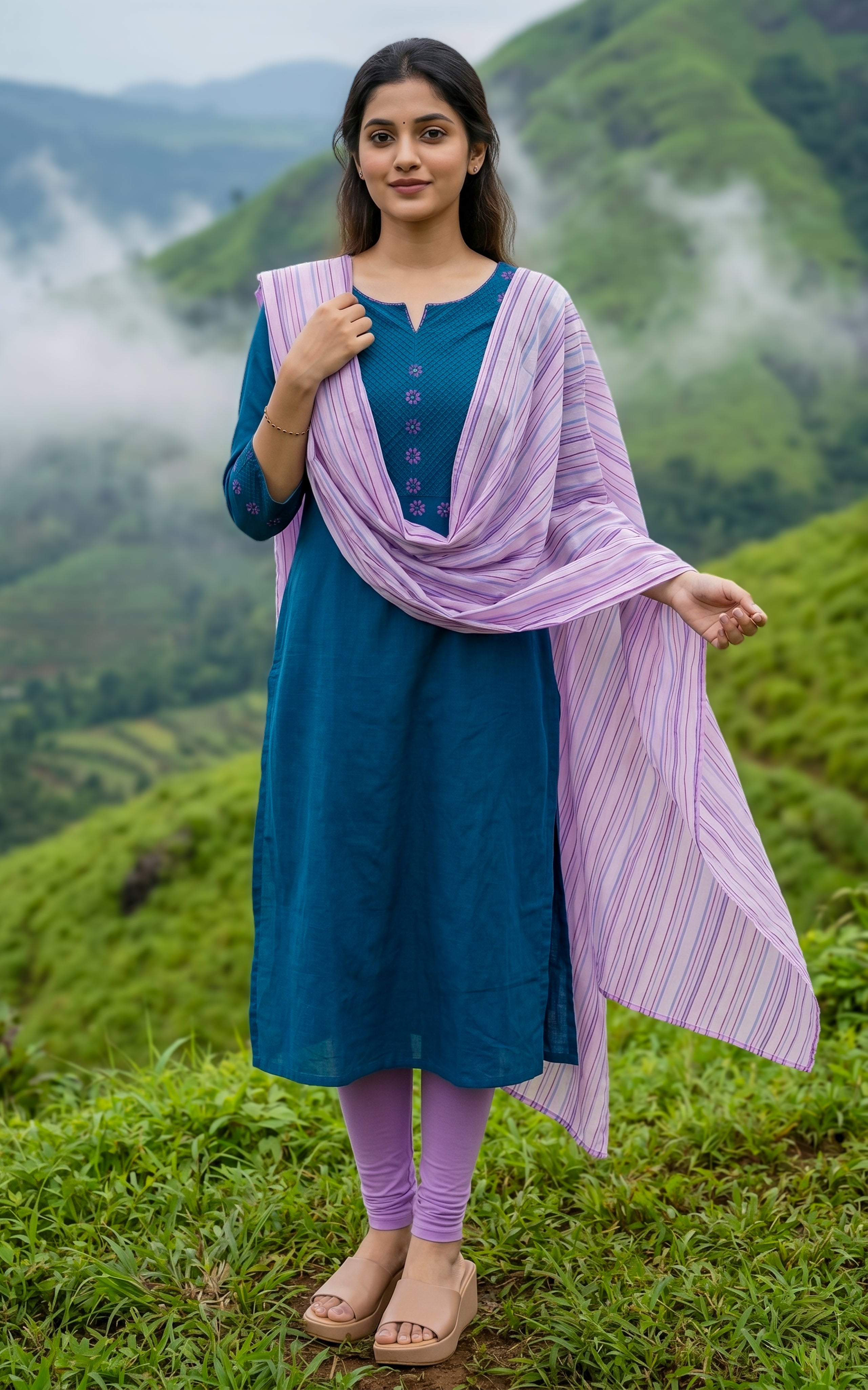 Masani Navy Blue (Kurti+Dupatta)