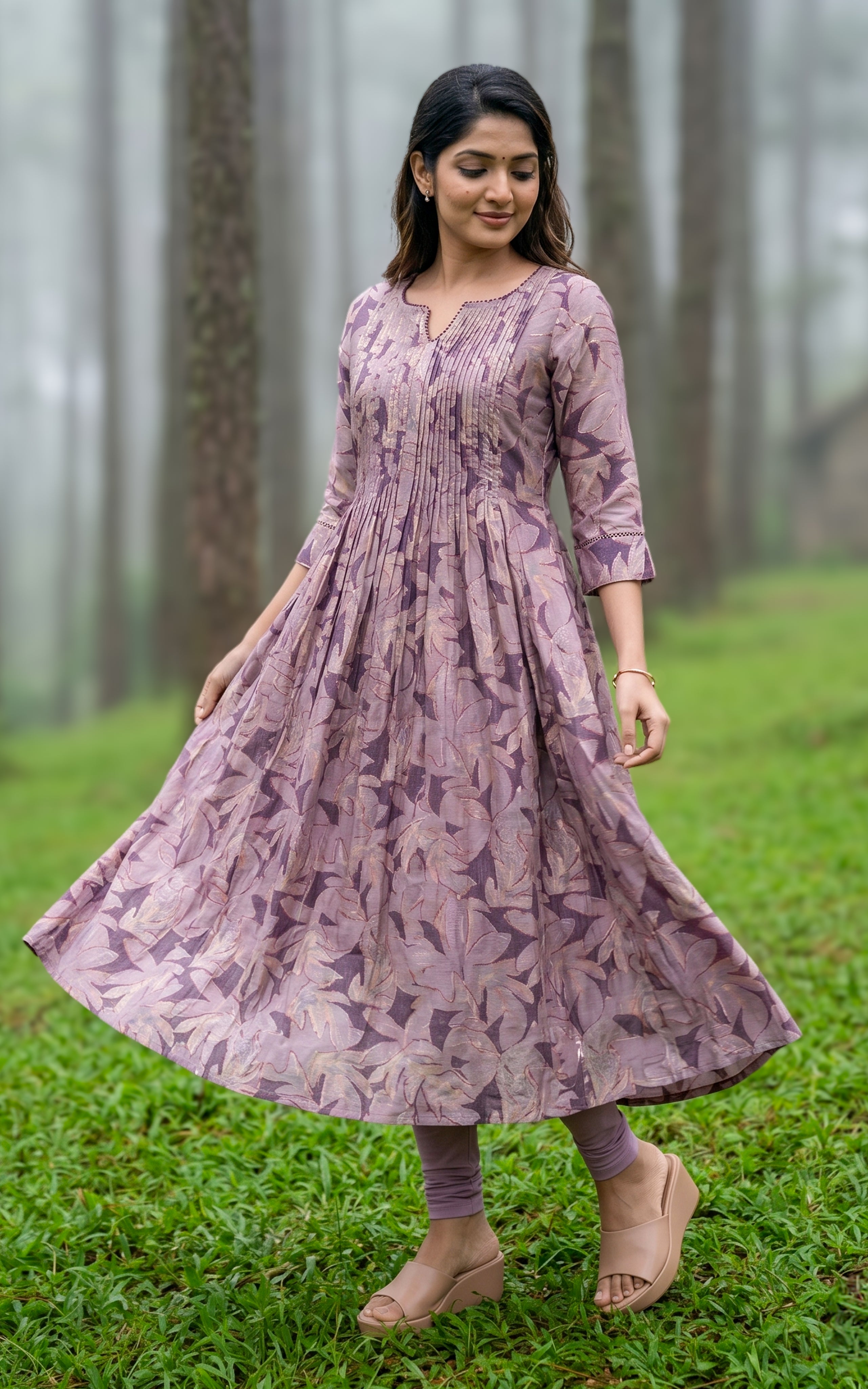 Mauve daily wear cotton kurti for women