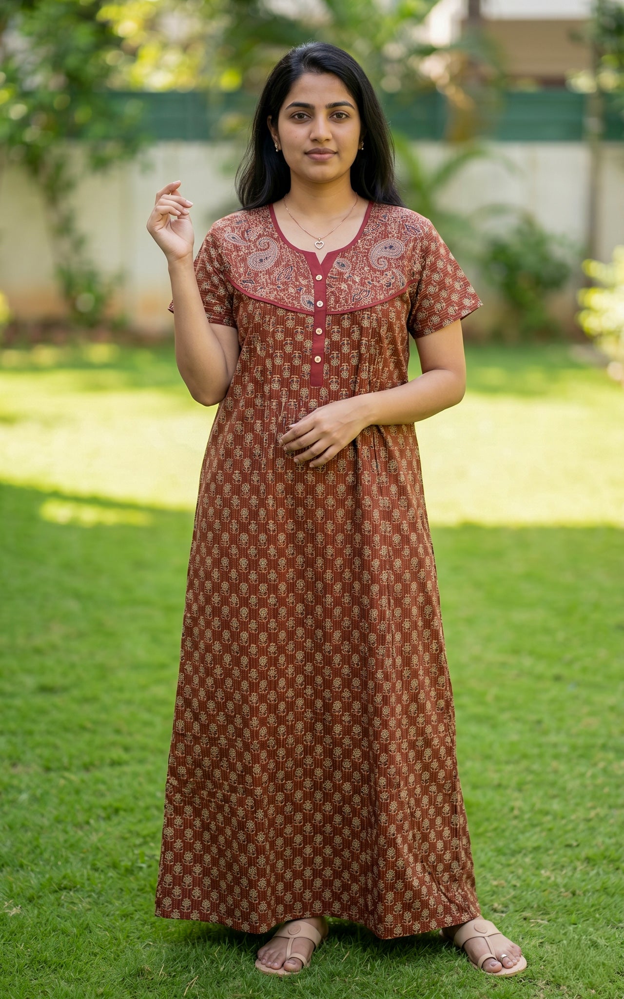 Cotton Straight Fit Nighty-162SS4
