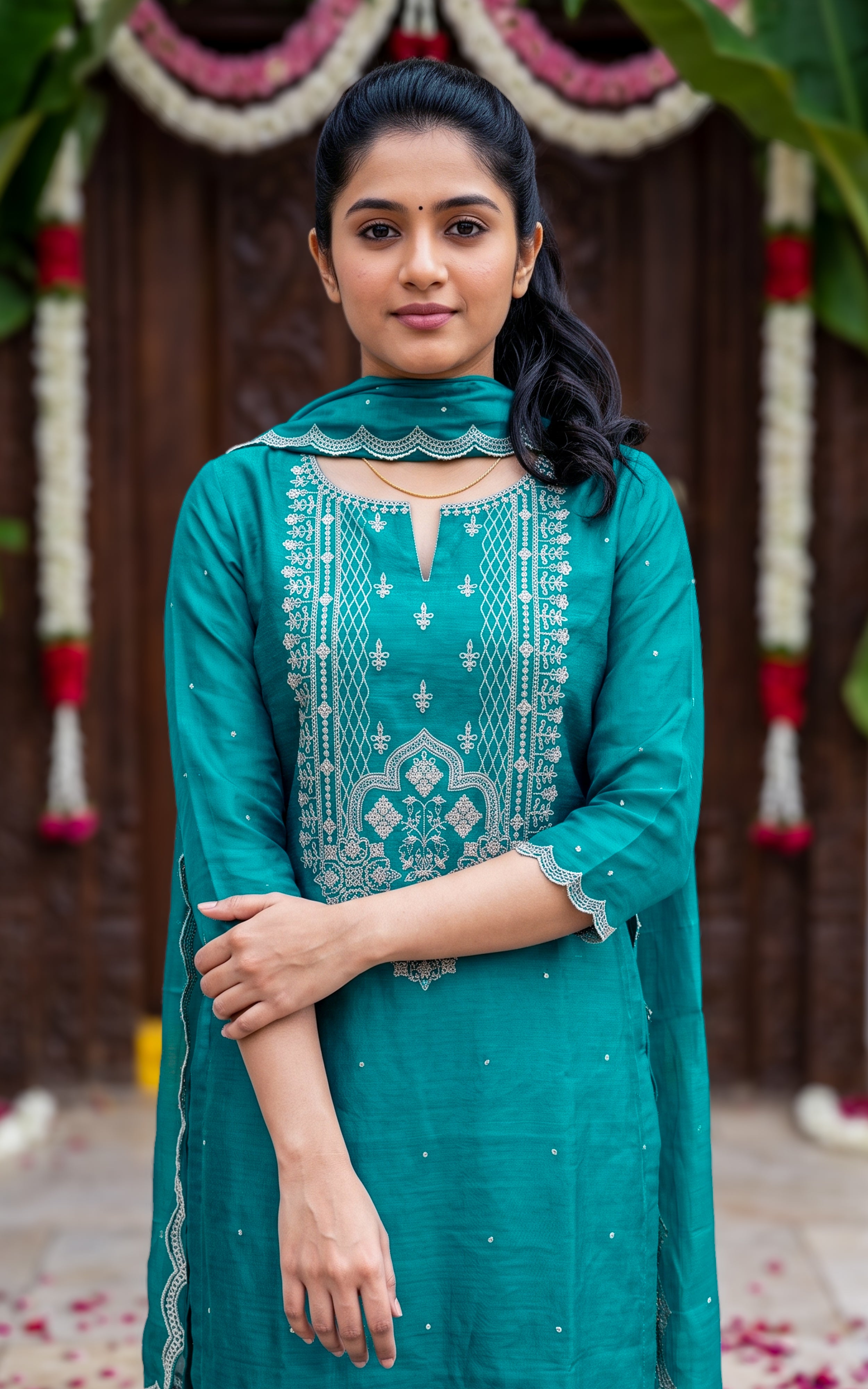 Maadhu Blue (Kurti+Pant+Dupatta)