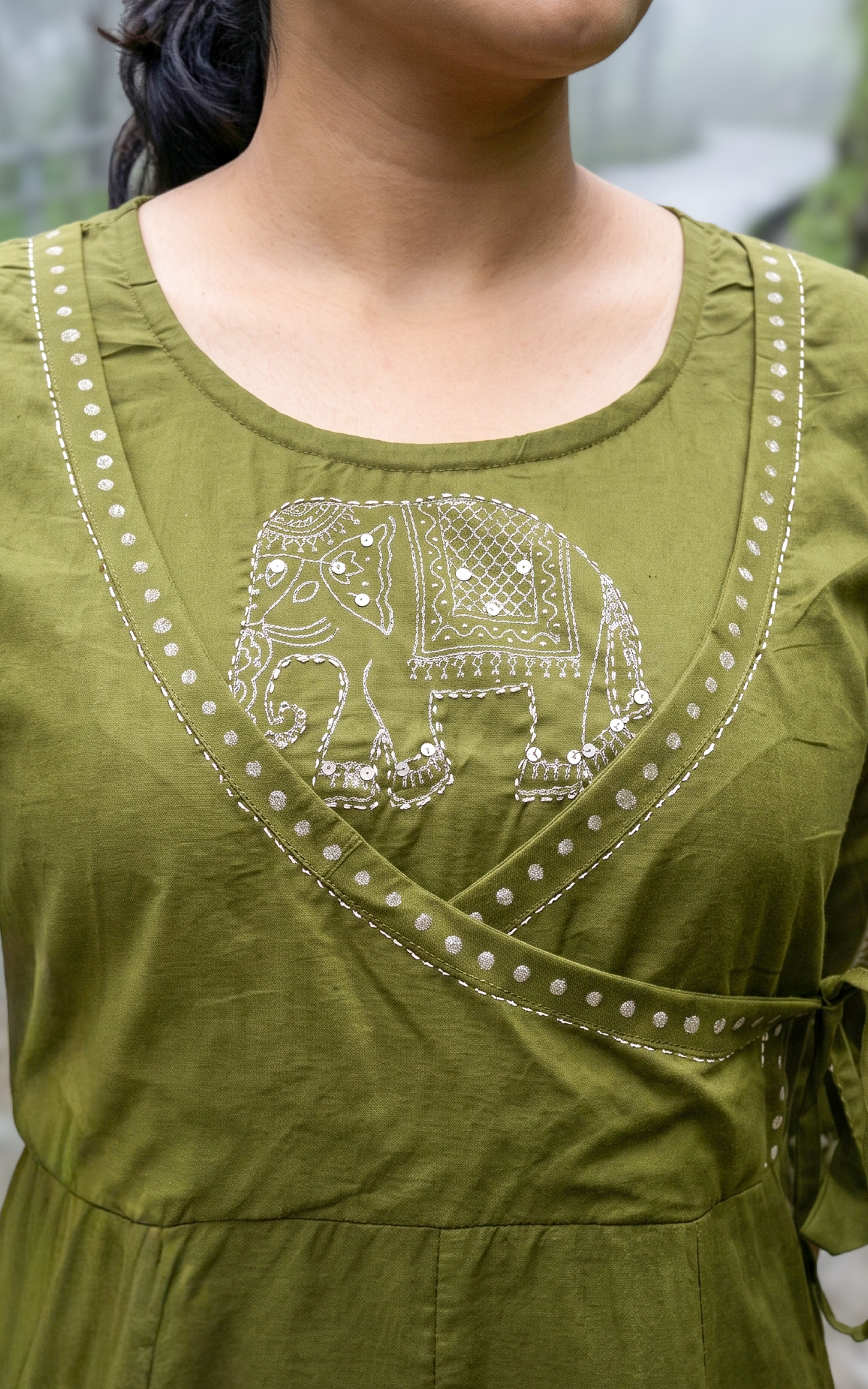 Mehandi green stylish Aline kurti for women