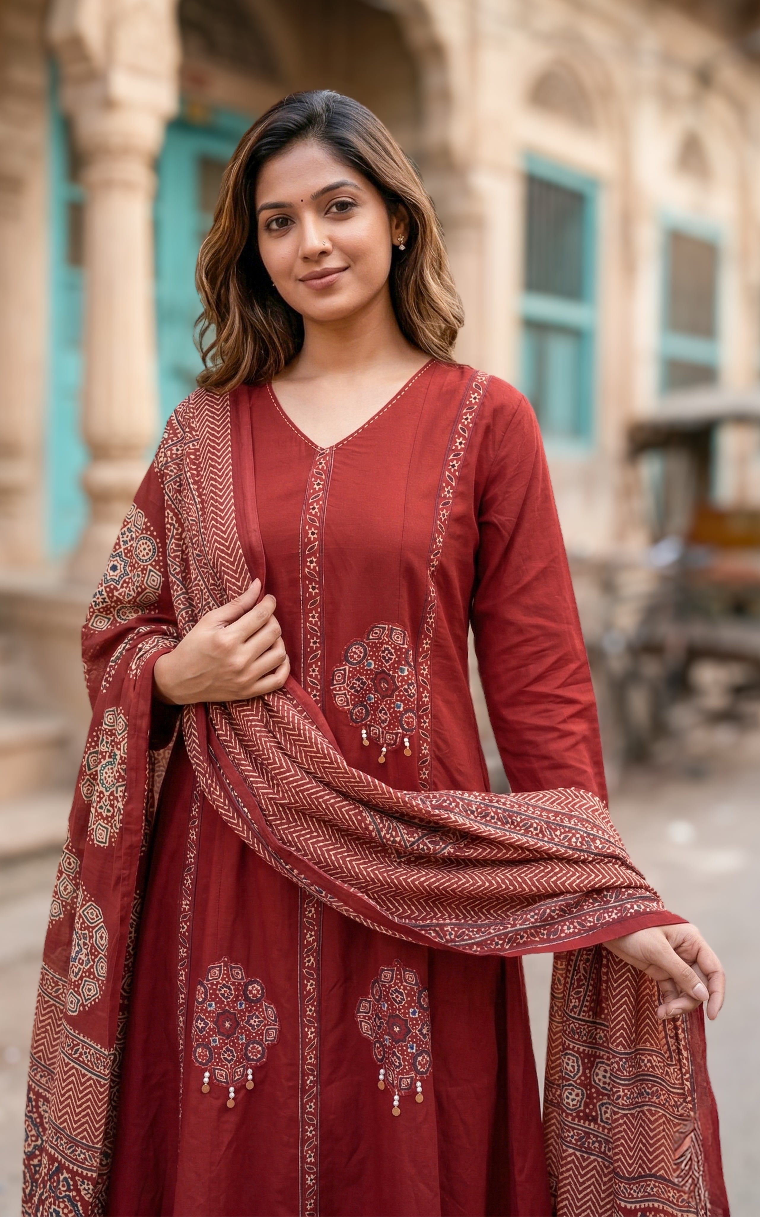 Vanathi Maroon (Kurti+Dupatta)