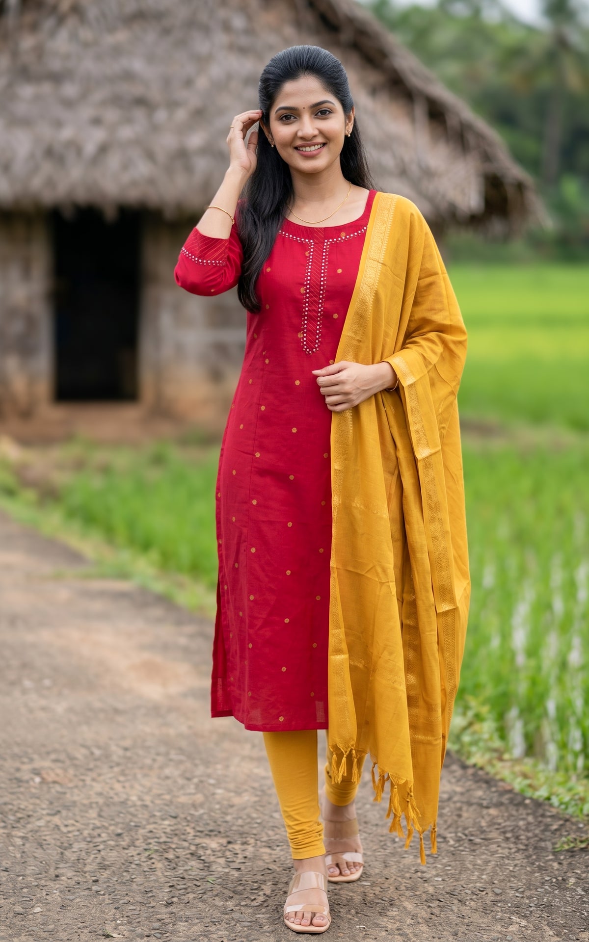 Kumari Red (Kurti+Dupatta)