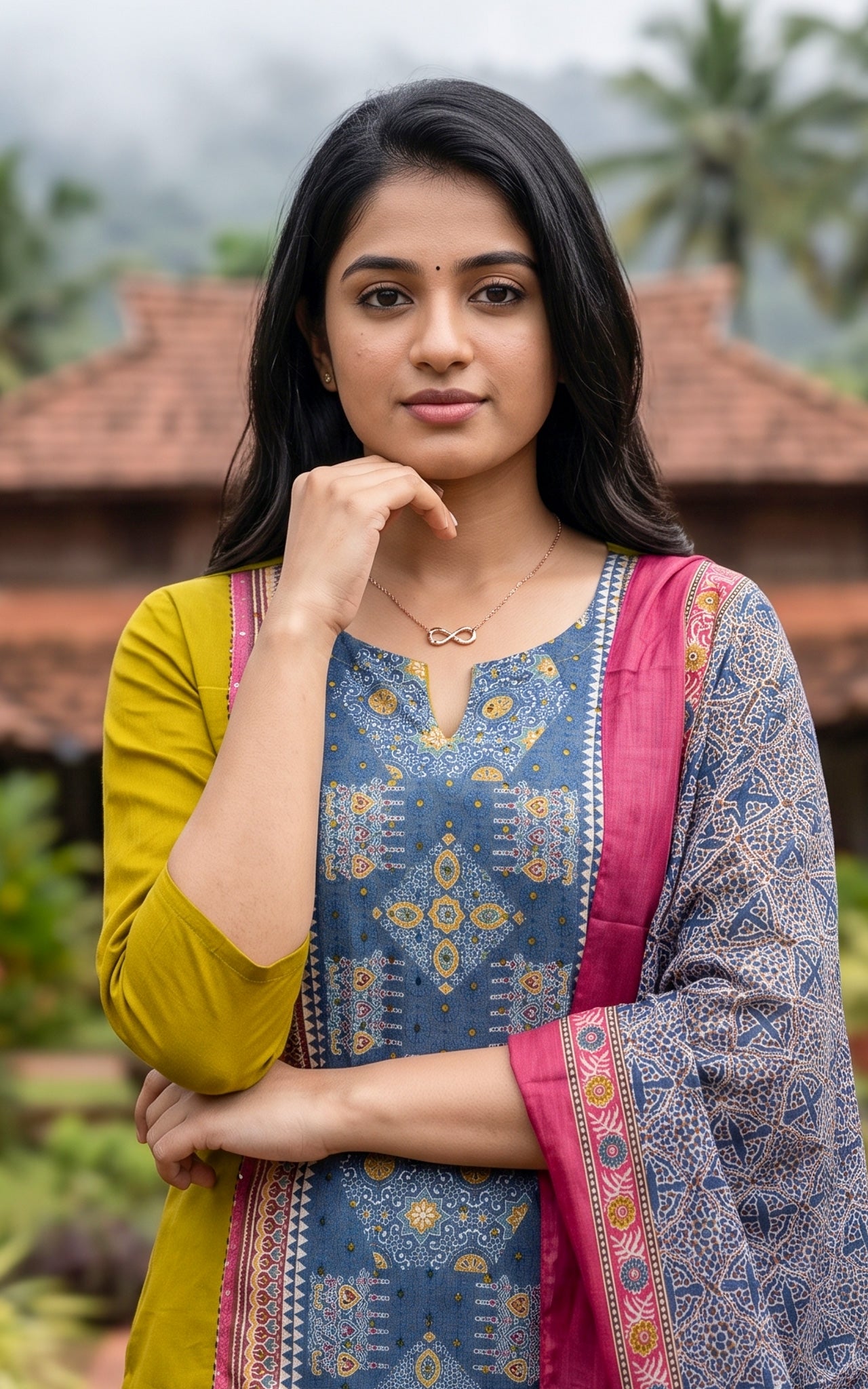 Losliya Mehandi Green (Kurti+Pant+Dupatta)
