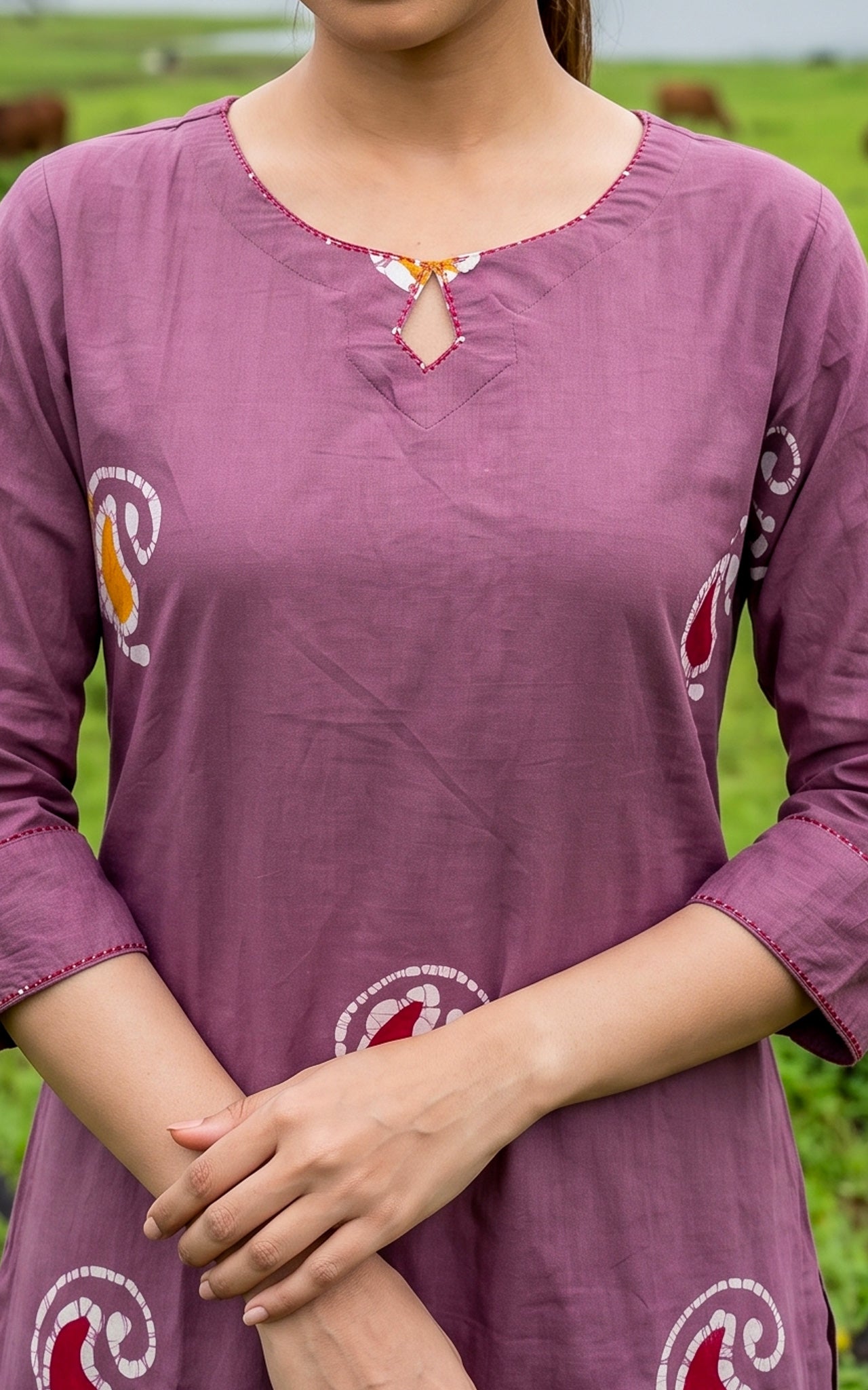 Mauve Cotton Summer Collection Kurti Set for Women