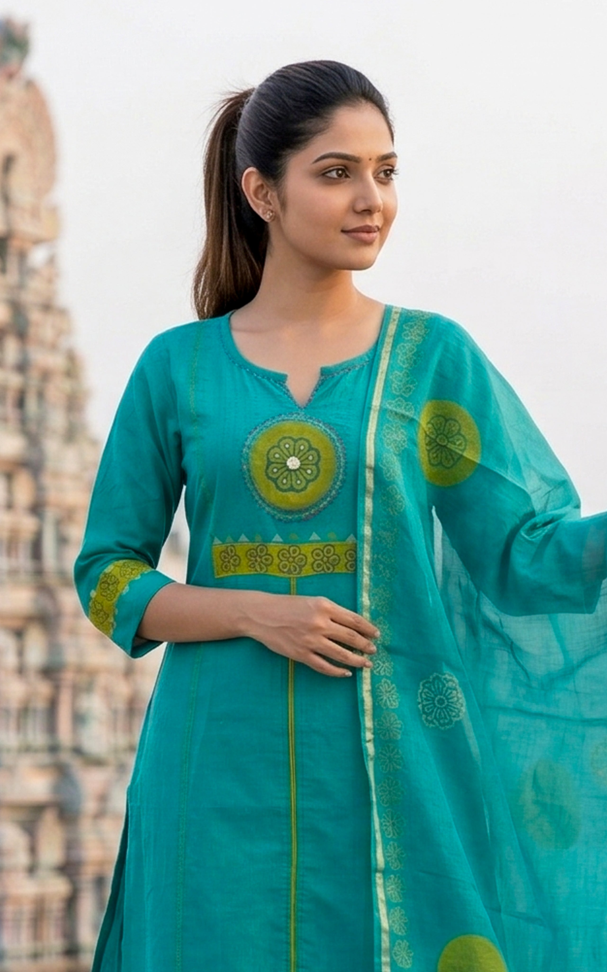 Nishitha Handblock (Kurti+Pant+Dupatta)