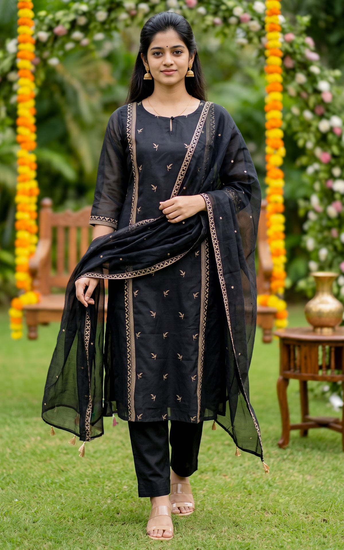 Abina Black (Kurti+Pant+Dupatta)