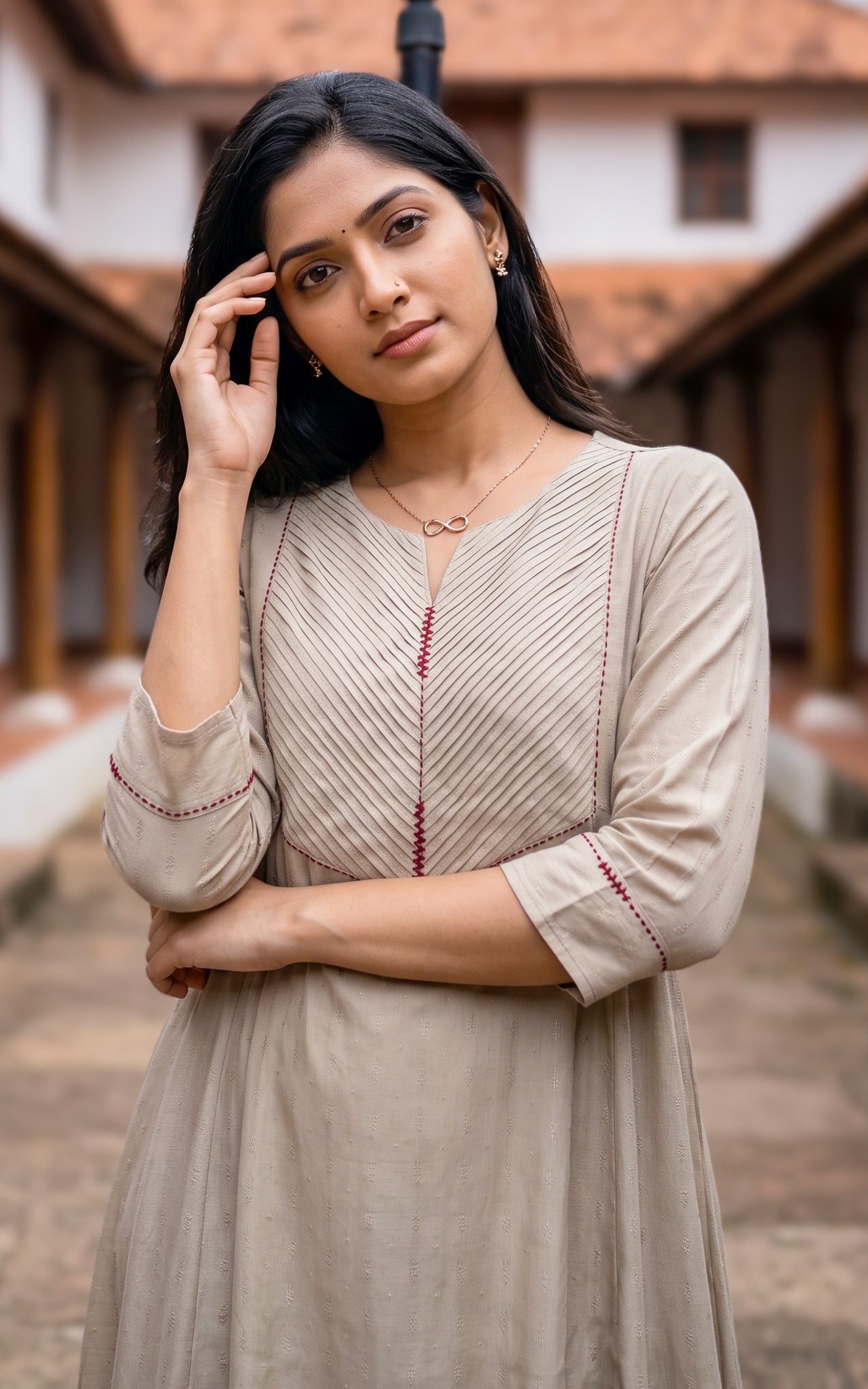 Grey Art Silk Traditional Kurti for Women