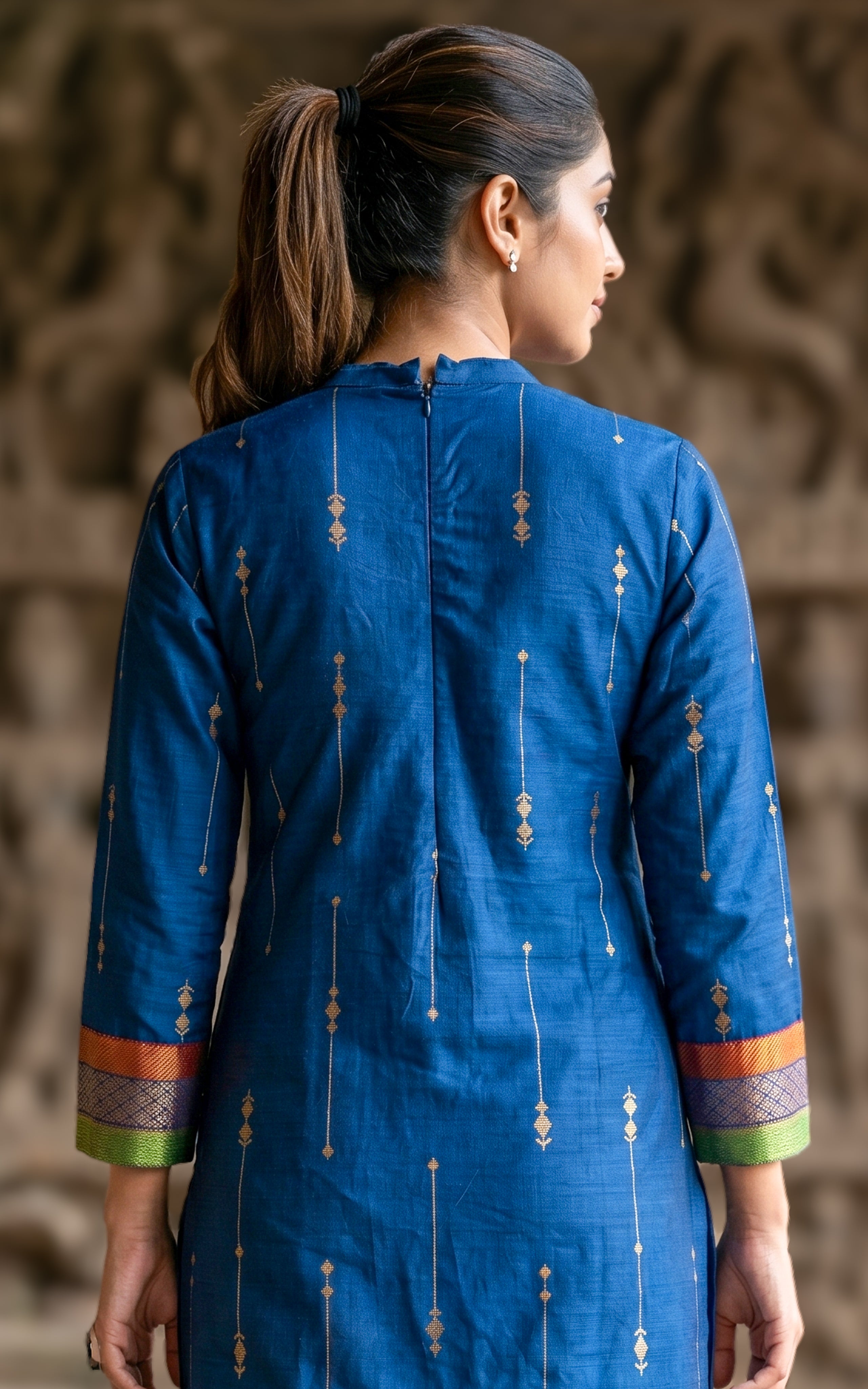 Blue stylish straight cut kurti for women