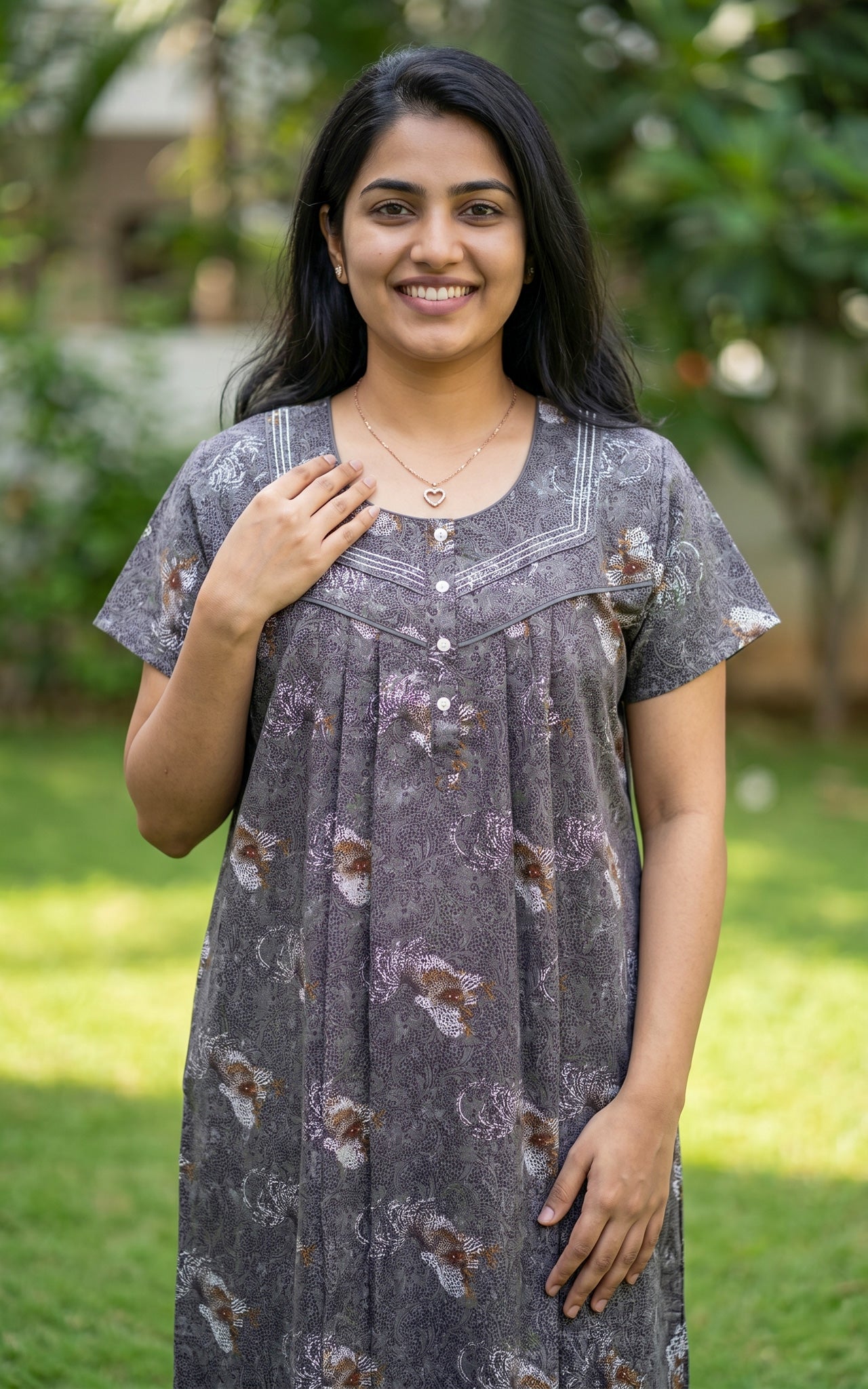 Cotton Straight Fit Nighty-162SS18