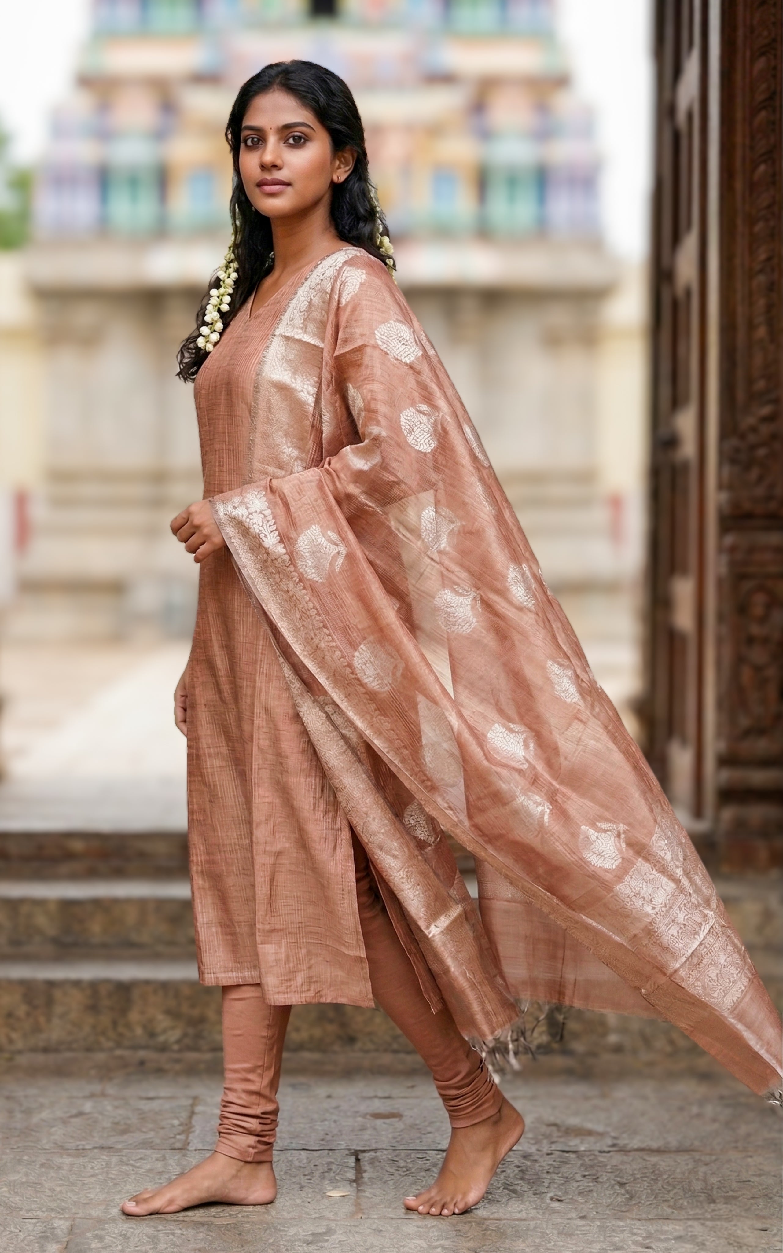 Silver zari adds subtle elegance