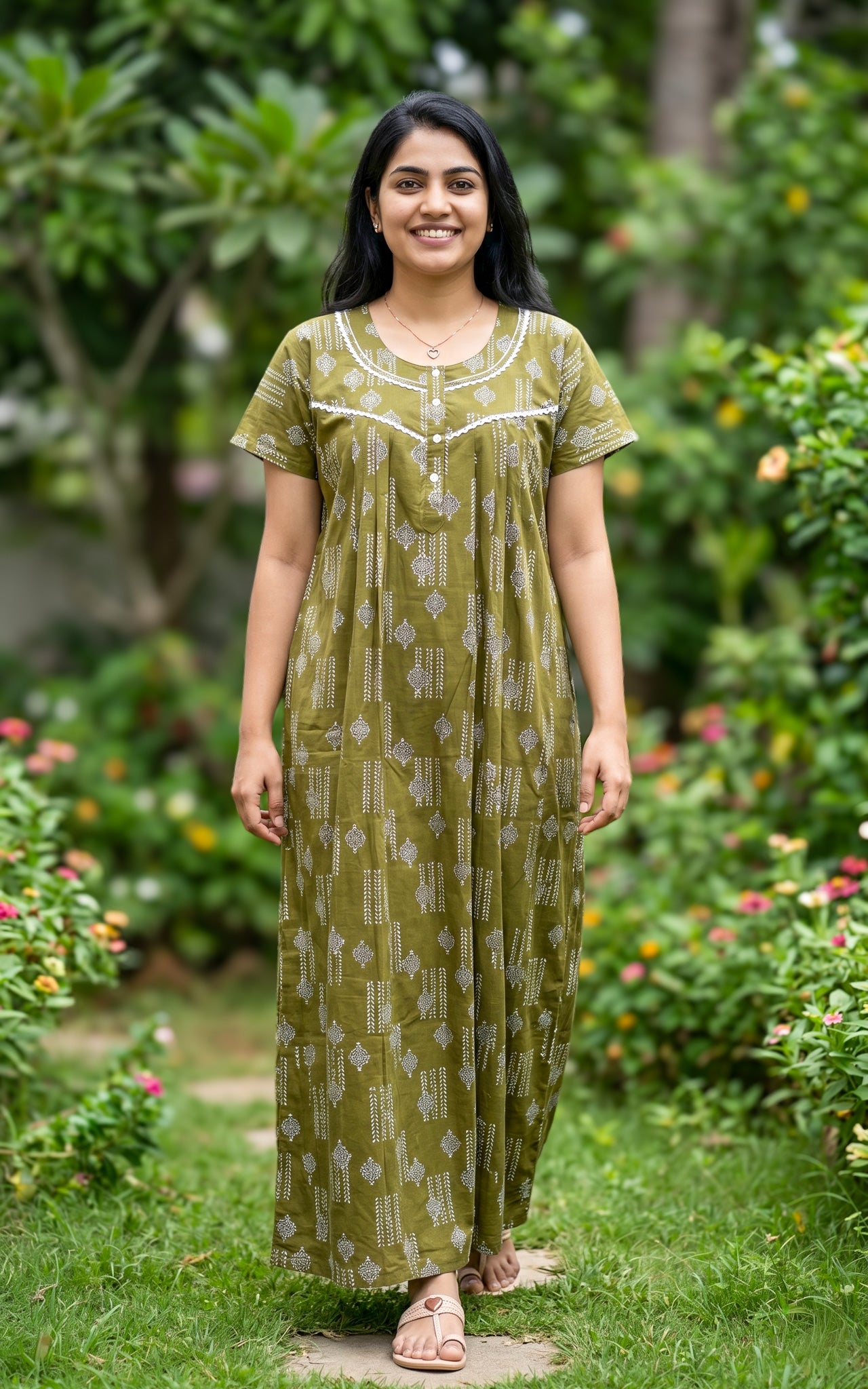 Cotton Straight Fit Nighty-162SS10A