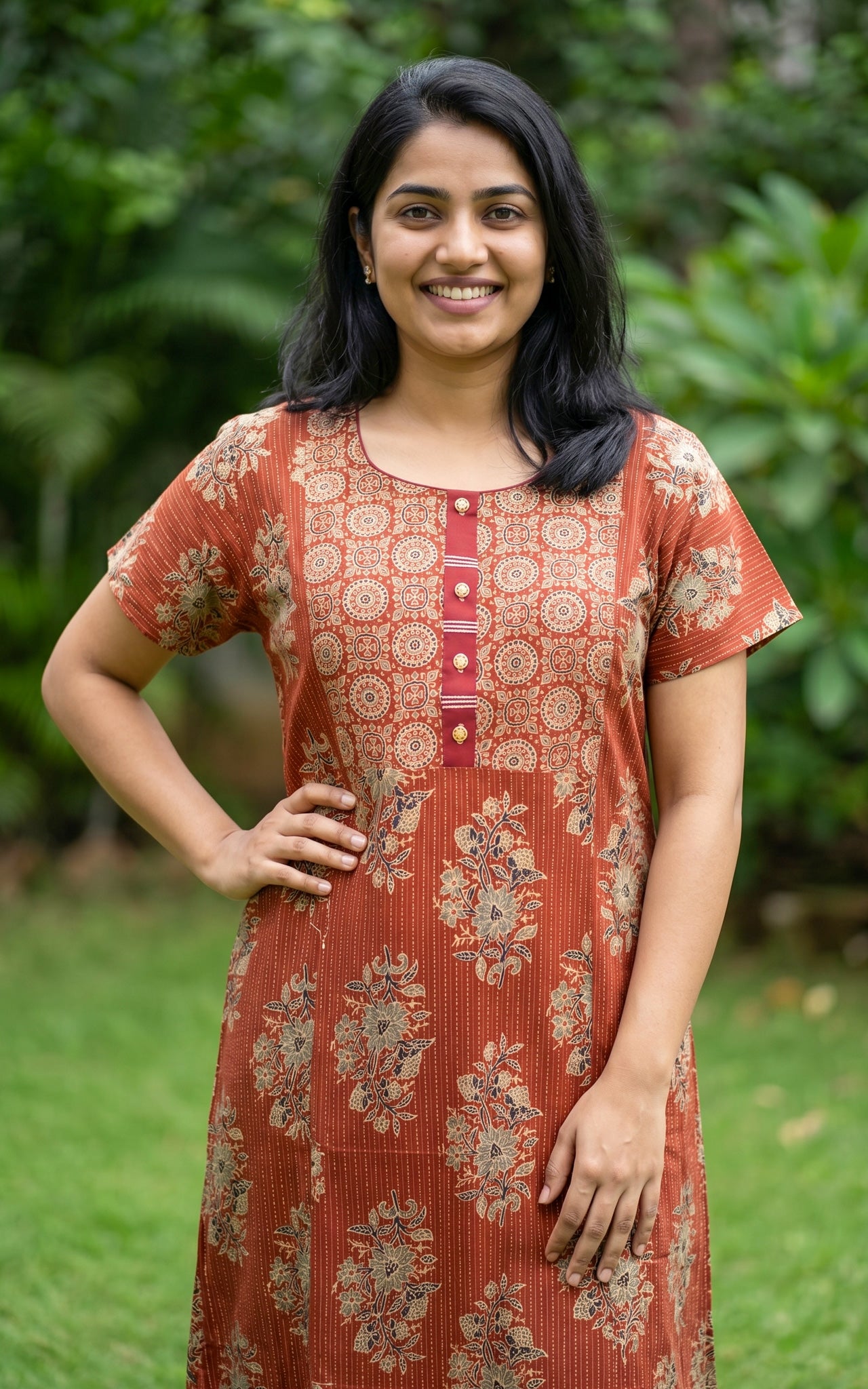 Cotton Straight Fit Nighty-162SS5