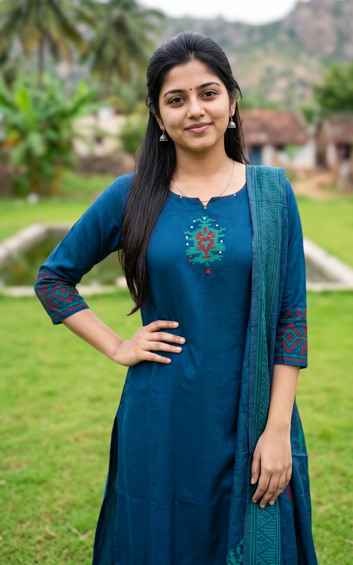 Kathija Handblock (Kurti+Pant+Dupatta)