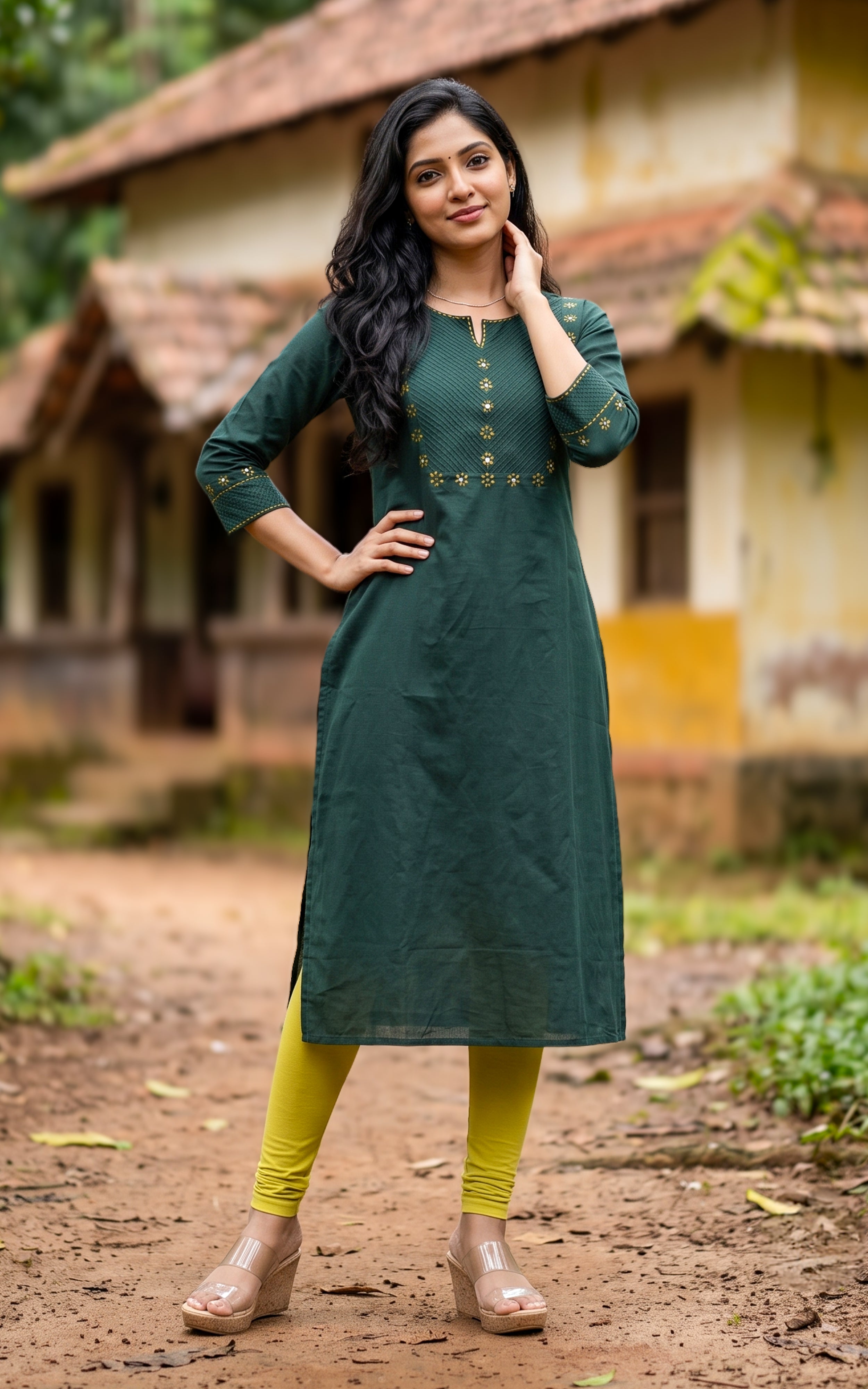 Masani Bottle Green (Only Kurti)
