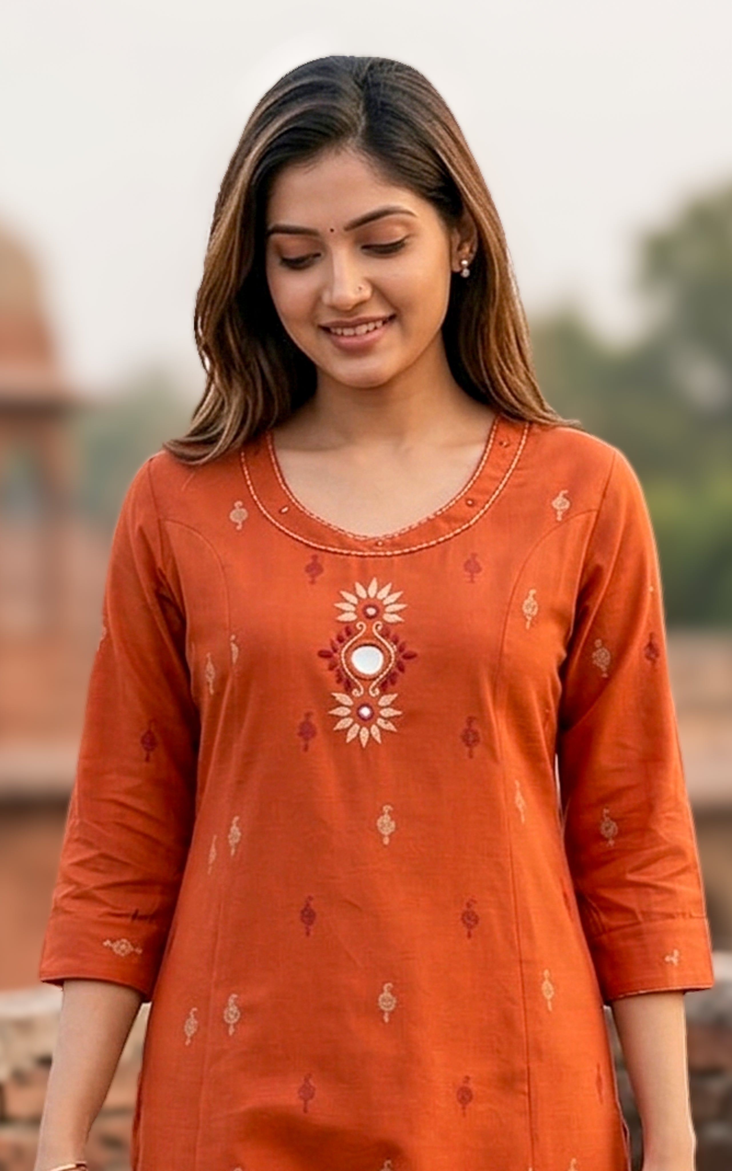 Senbagam Rust (Kurti+Pant)