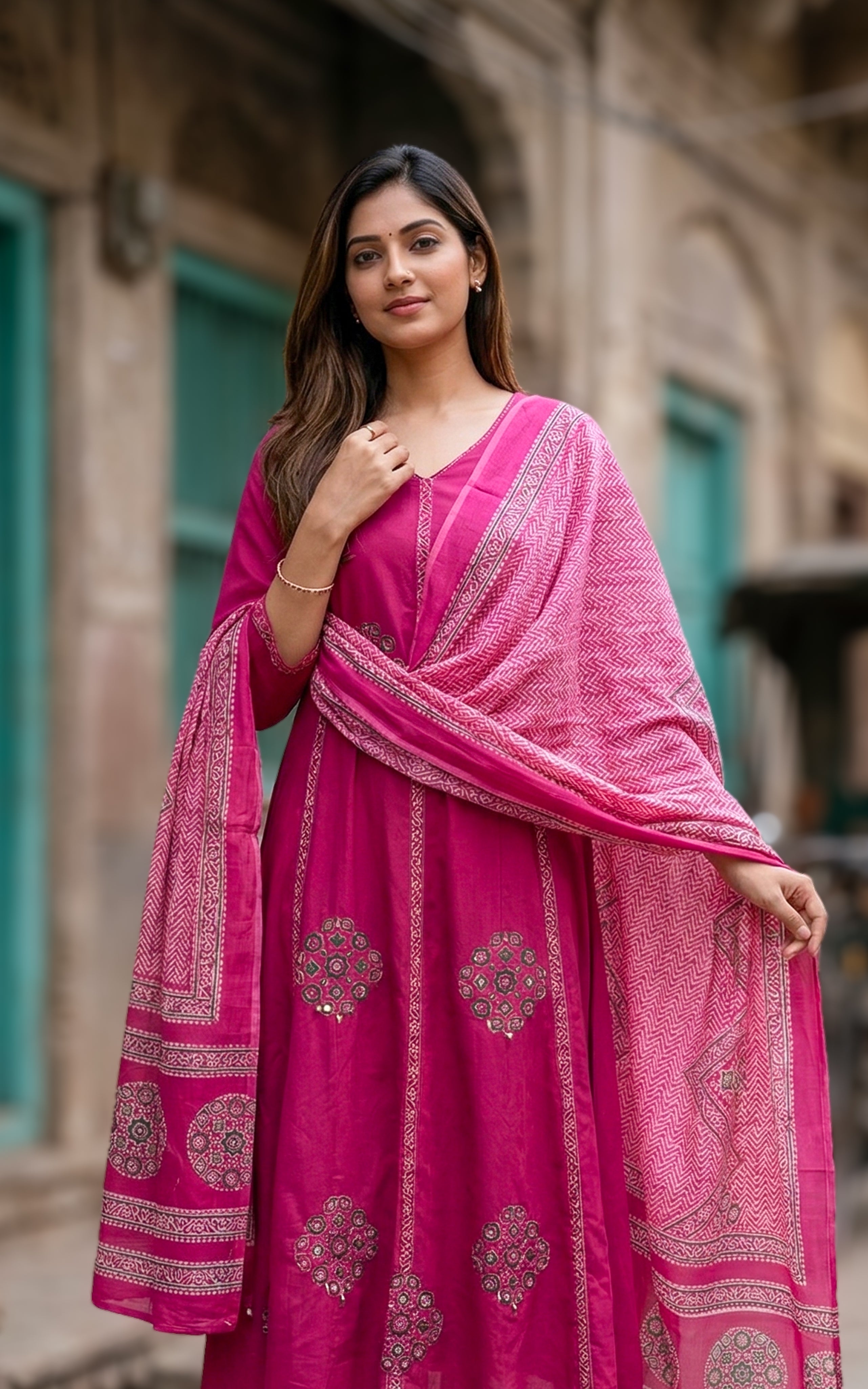 Vanathi Pink (Kurti+Dupatta)