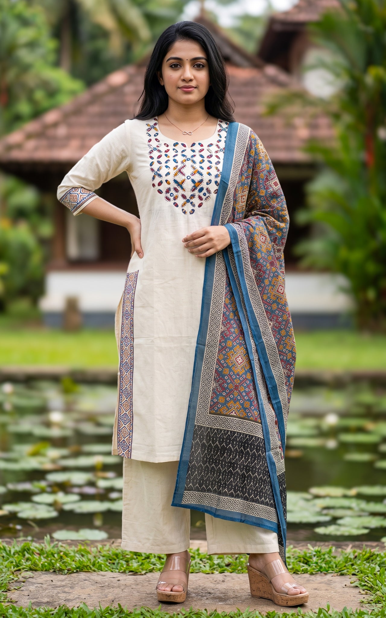 Viviana Handblock A (Kurti+Pant+Dupatta)