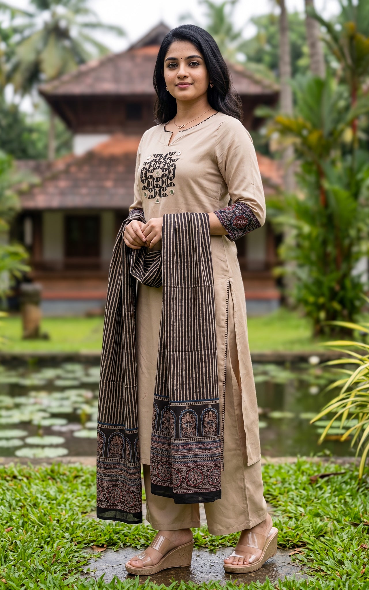 Analika Beige (Kurti+Pant+Dupatta)