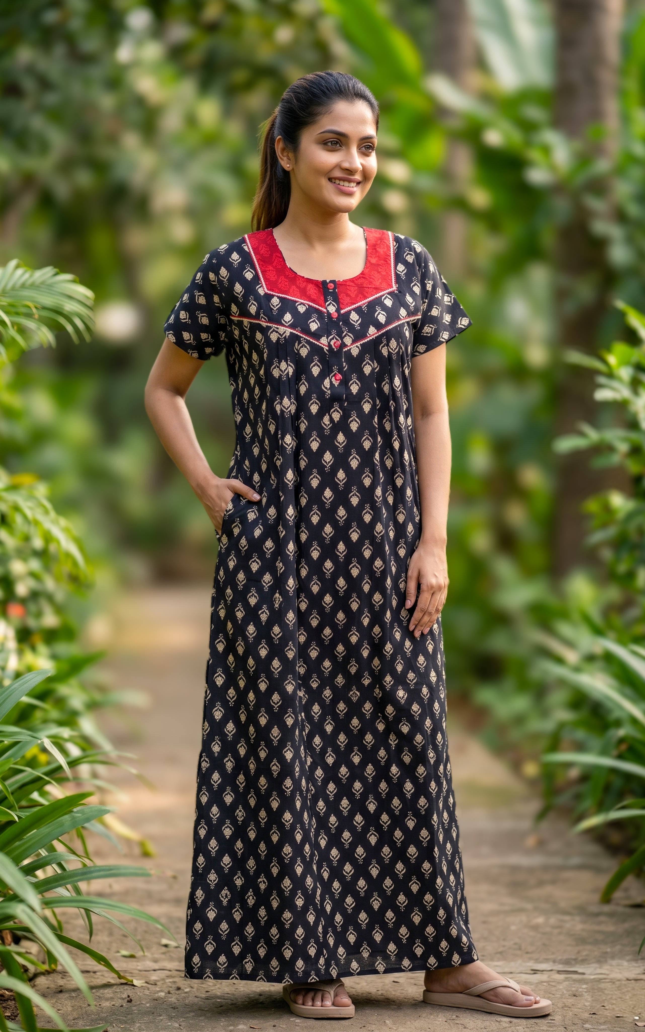 Cotton Straight Fit Nighty-160SS11B