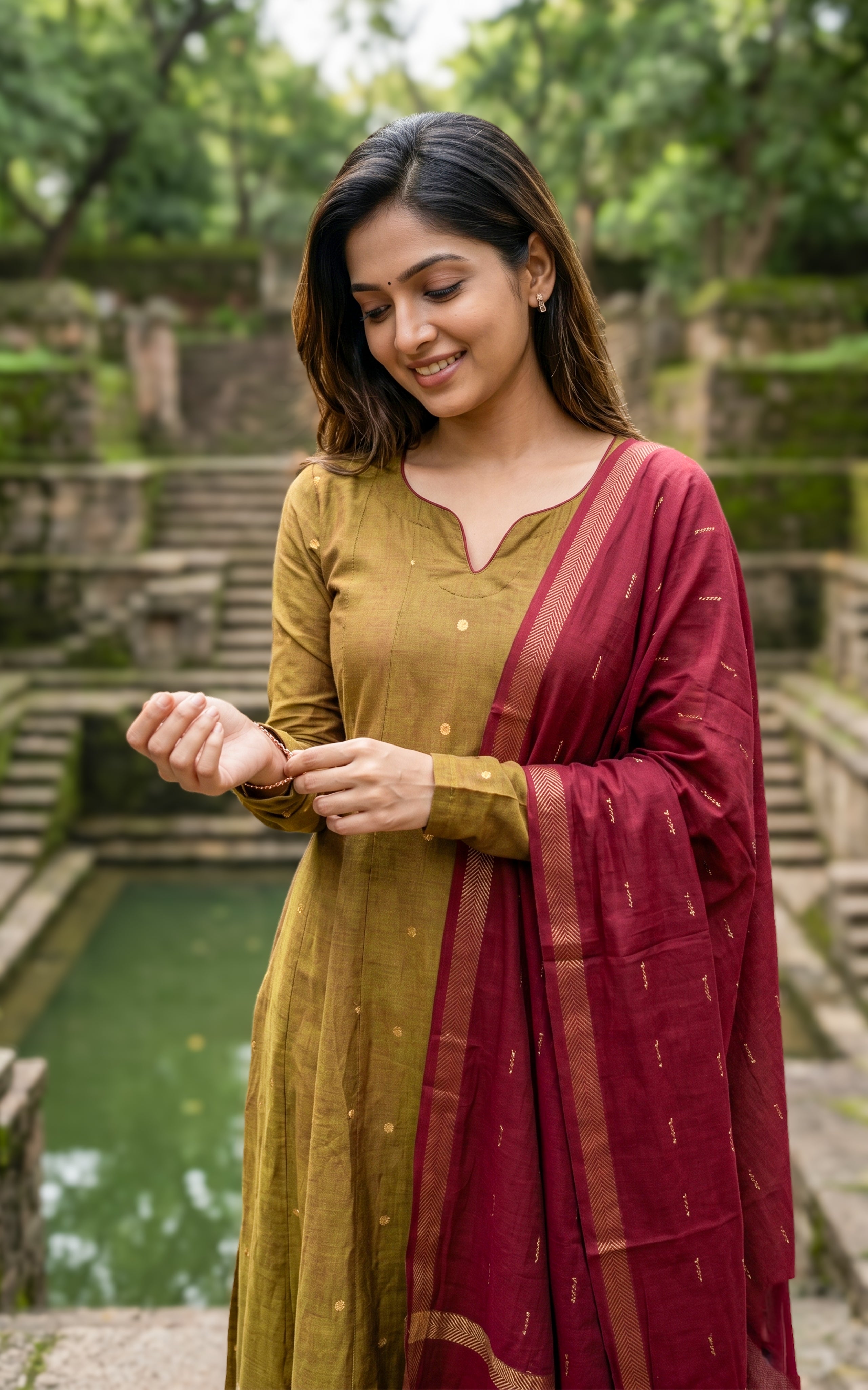 Niraimathi Mehandi (Kurti+Dupatta)