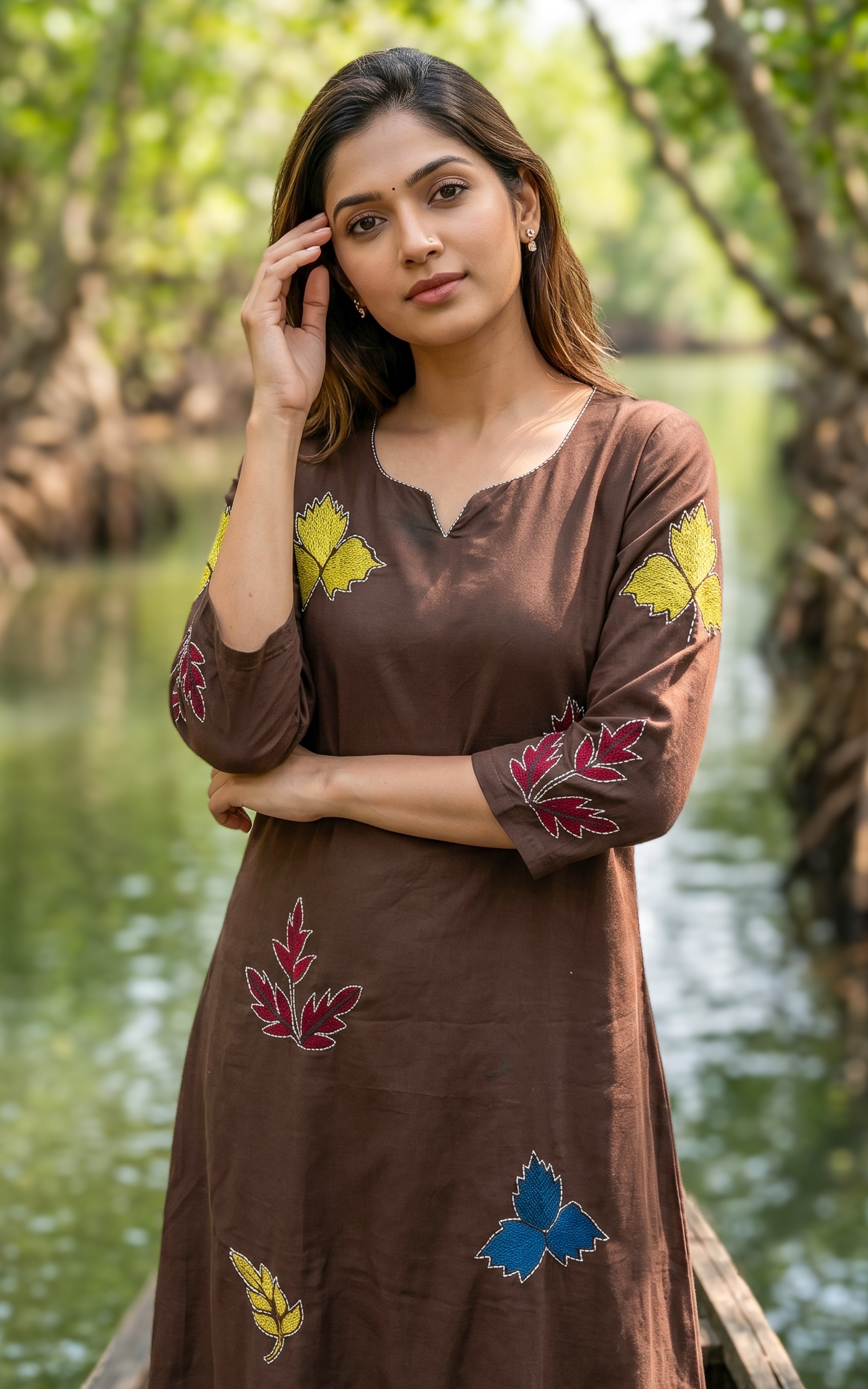 Brown Aline kurti for women