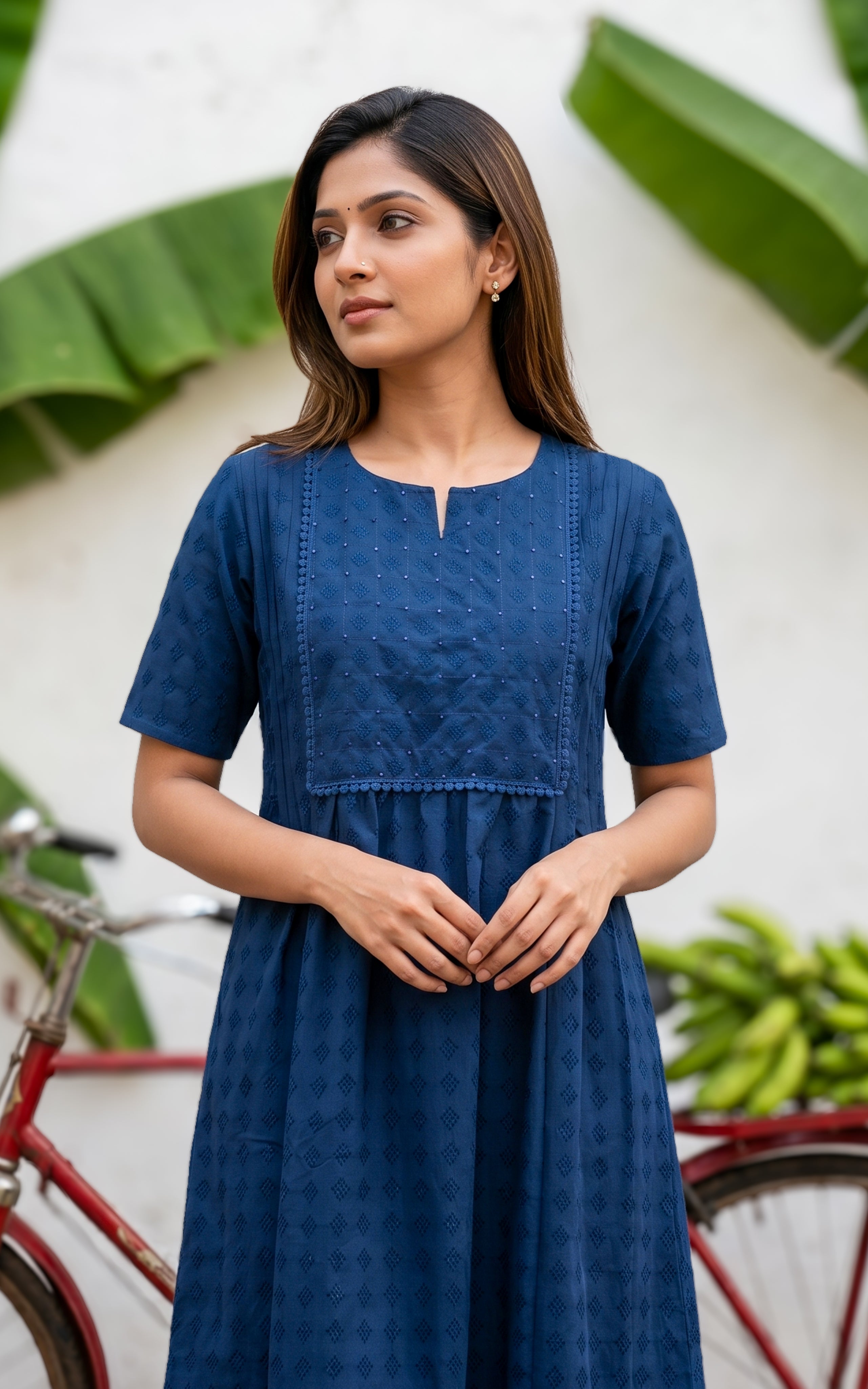 Comfortable Ink Blue Ethnic Maxi For Women