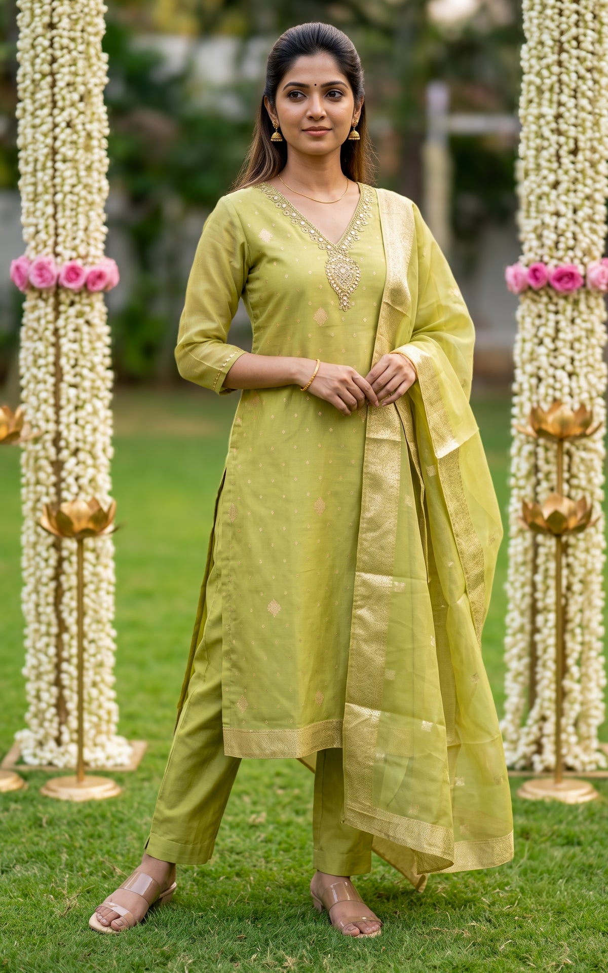 Aarthika Pista Green (Kurti+Pant+Dupatta)