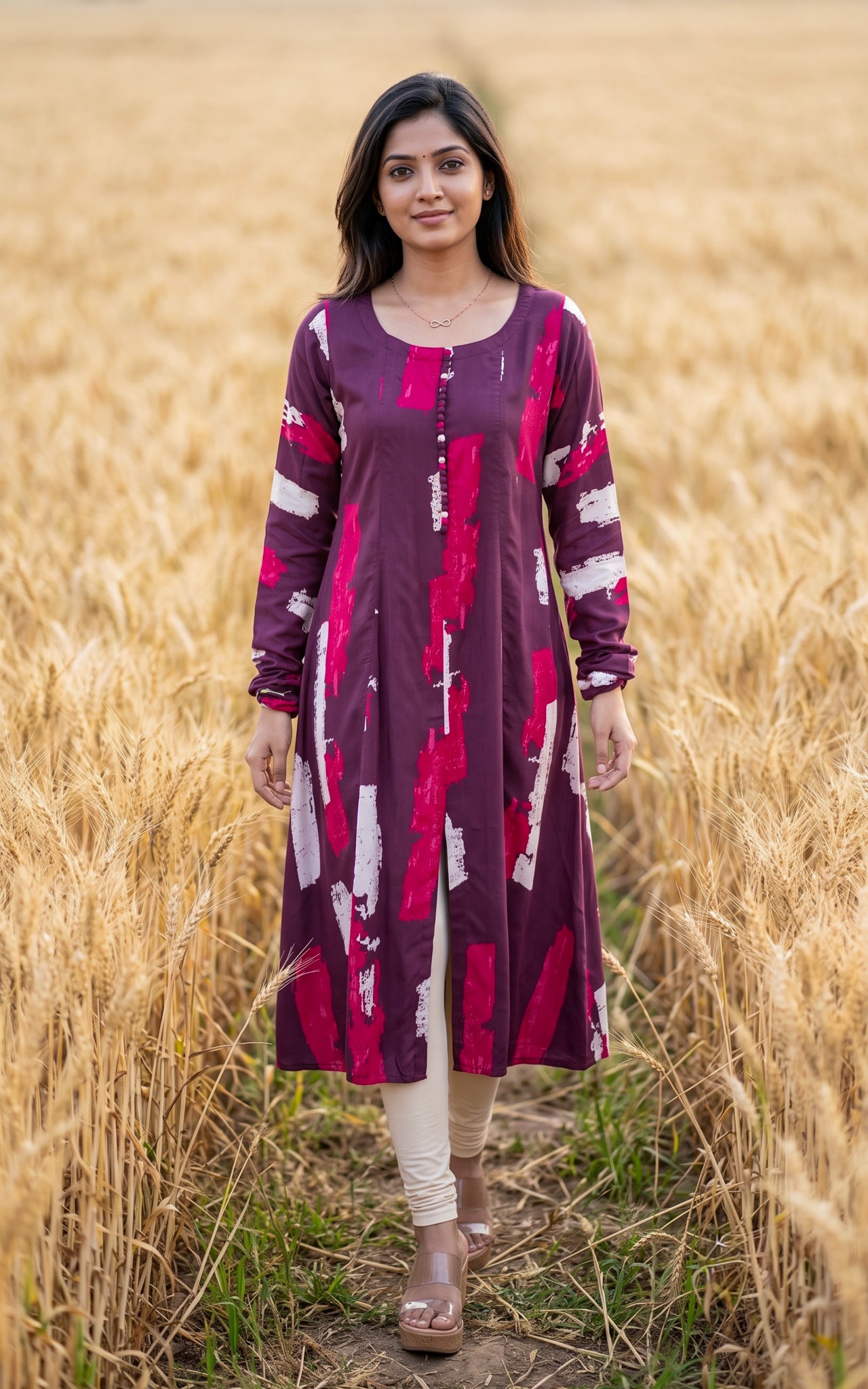 Purple Rayon Aline Kurti for Women