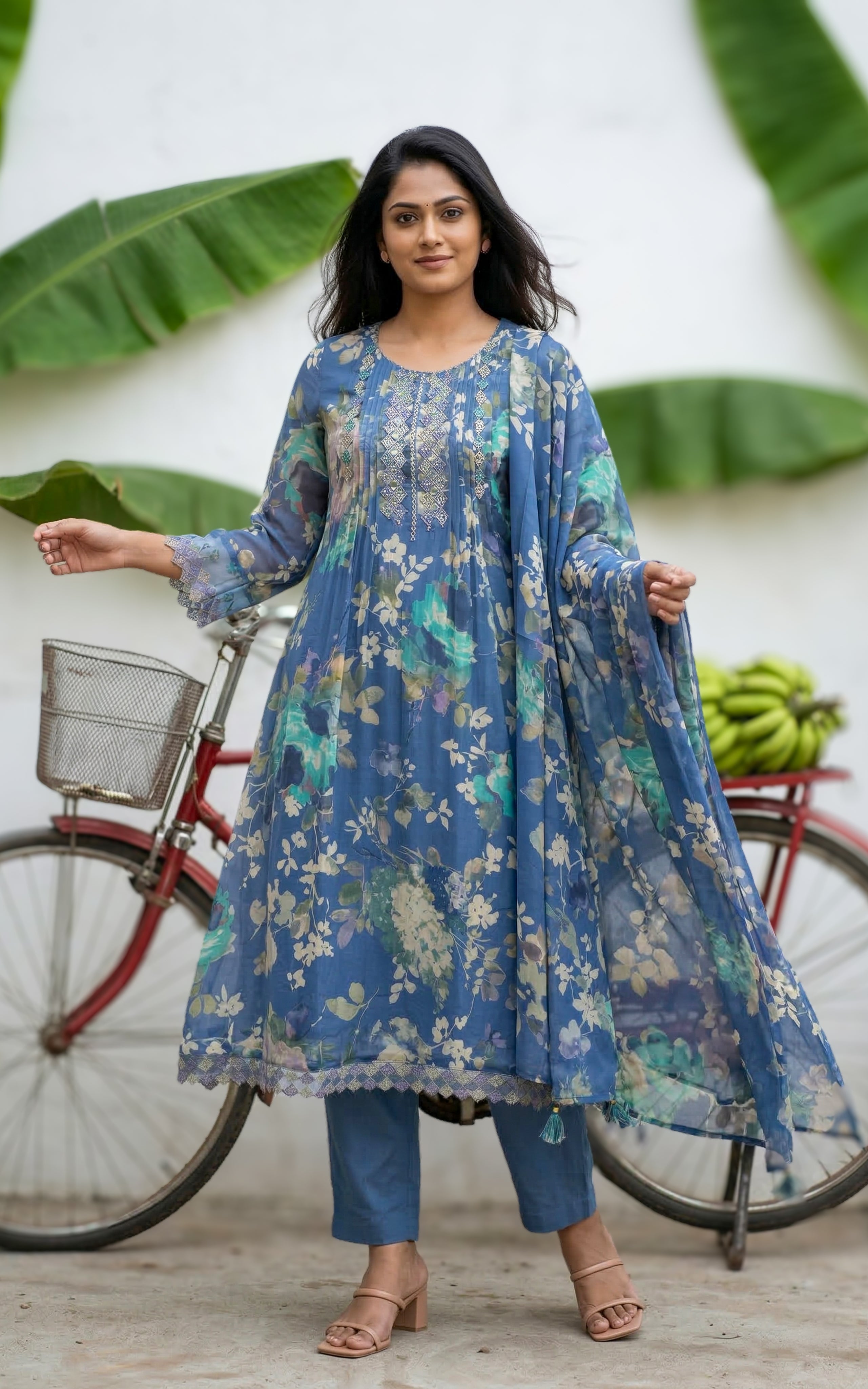 Nilashree Blue (Kurti+Pant+Dupatta)