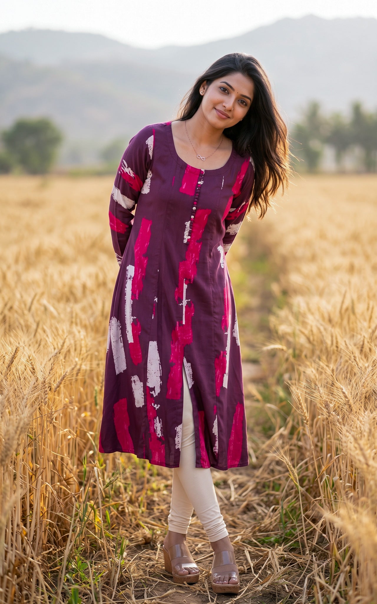 Purple Rayon Daily Wear Kurti for Women