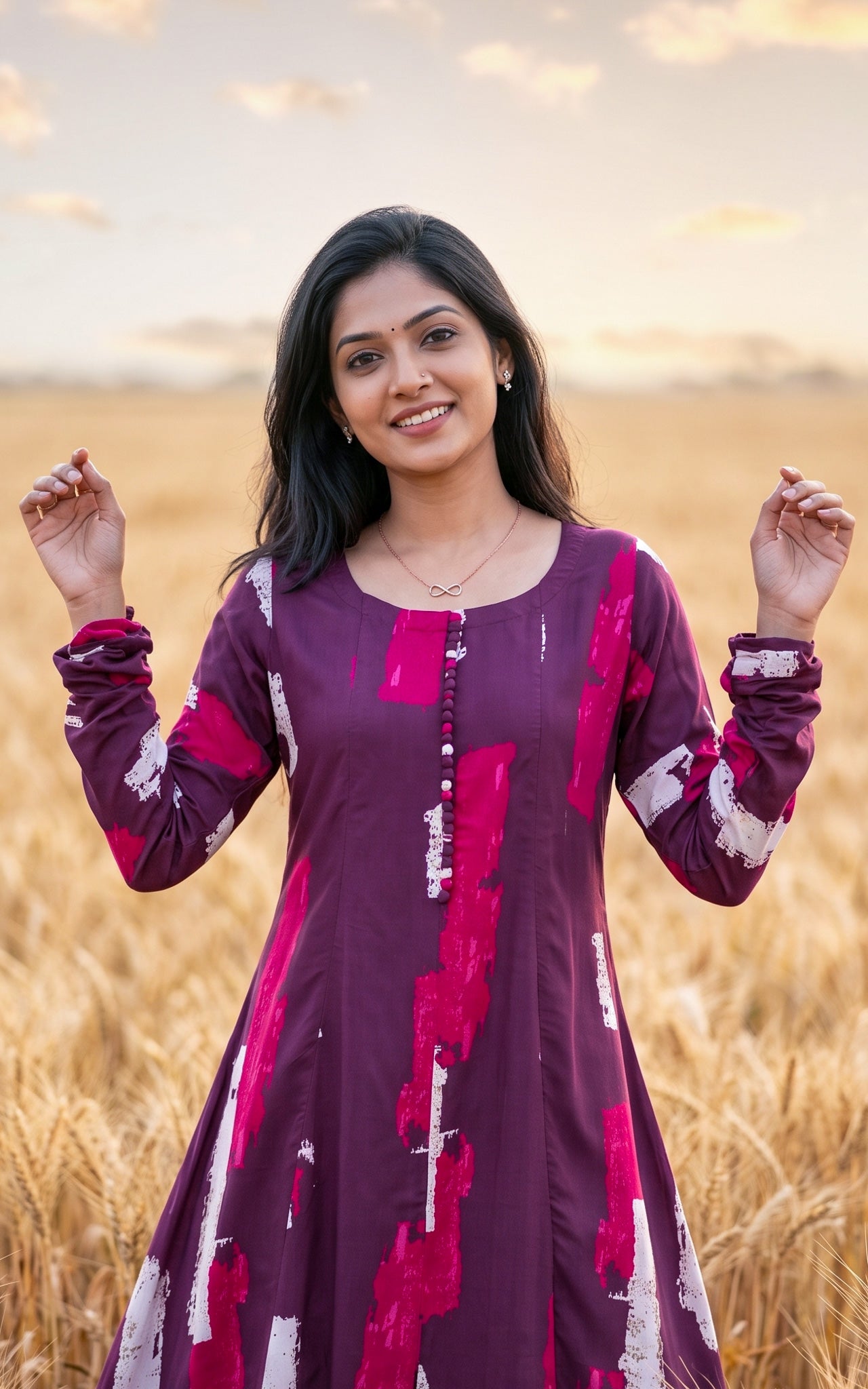 Purple Rayon Office Wear Kurti for Women