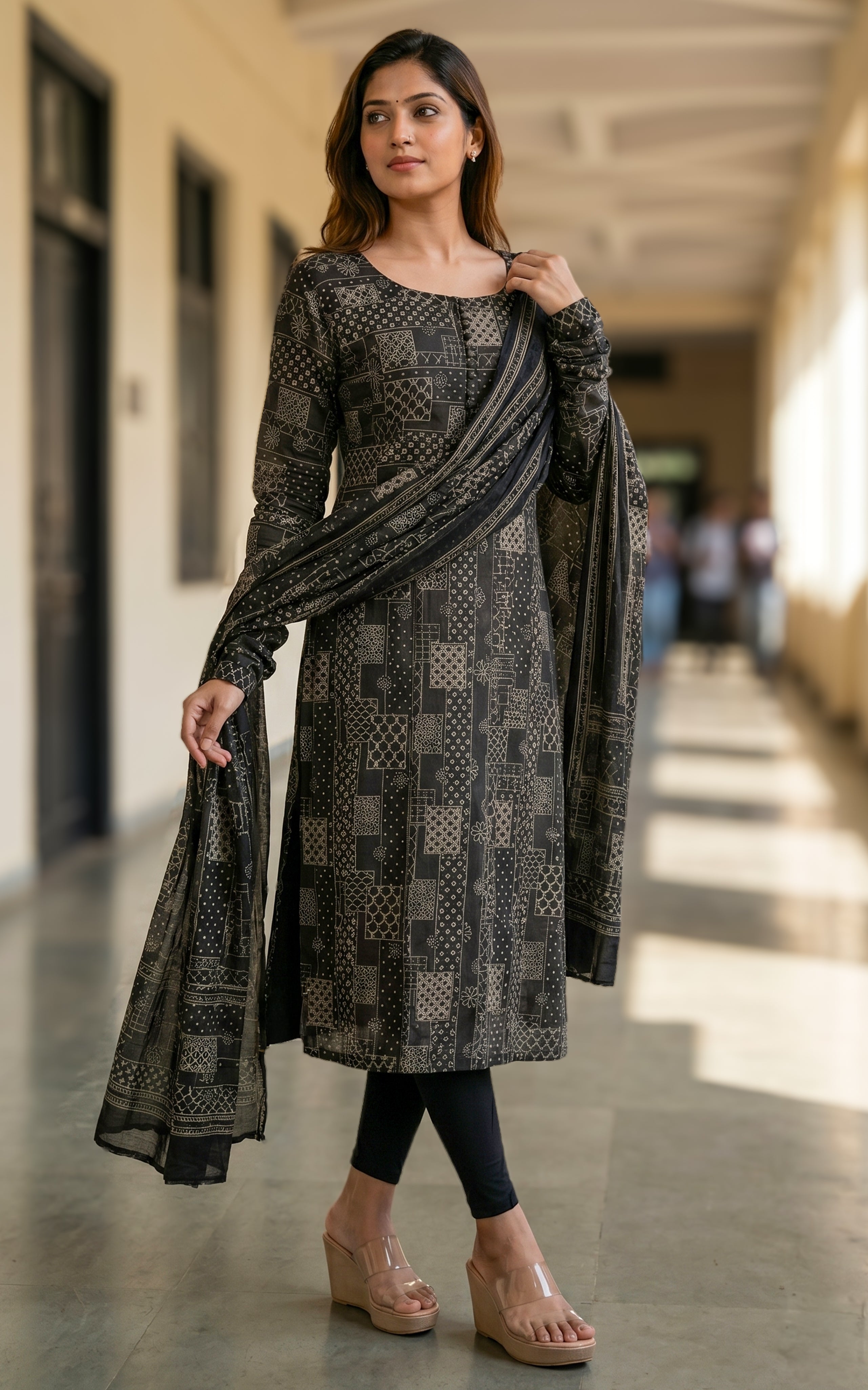Ranju Black (Kurti+Dupatta)