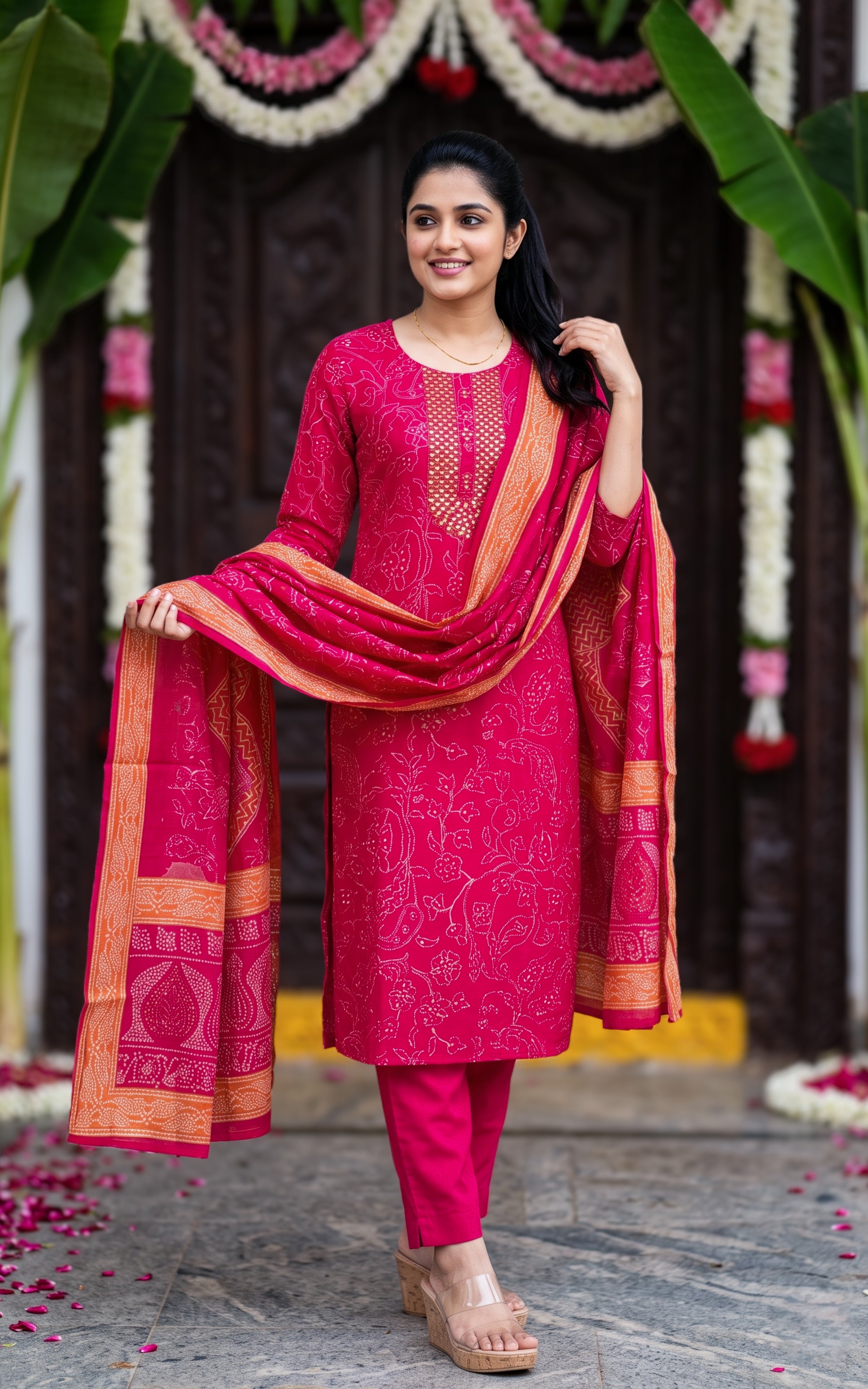 Sanjavi Reddish Pink (Kurti+Pant+Dupatta)
