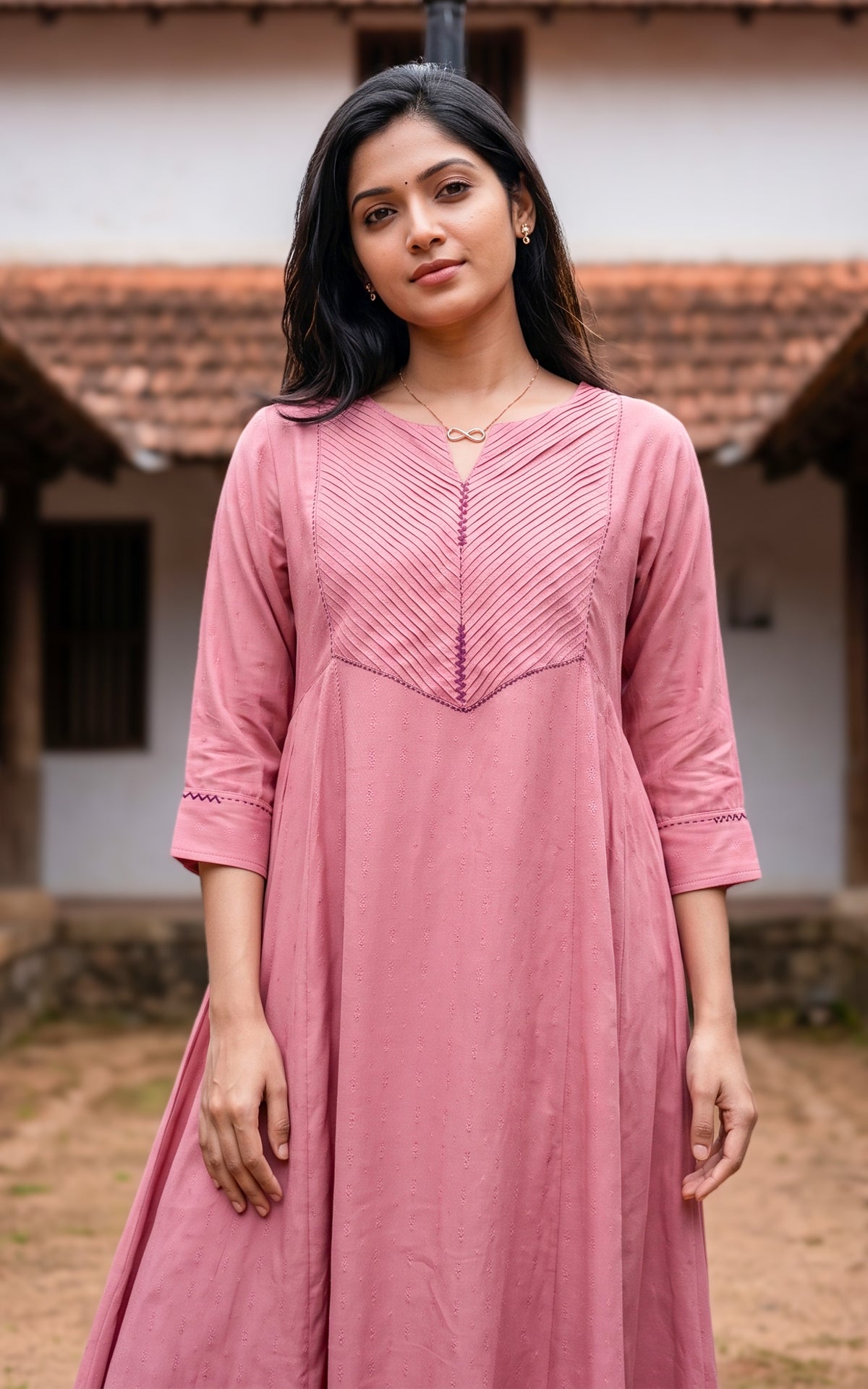 Peach Art Silk Elegant Anarkali Kurti for Women