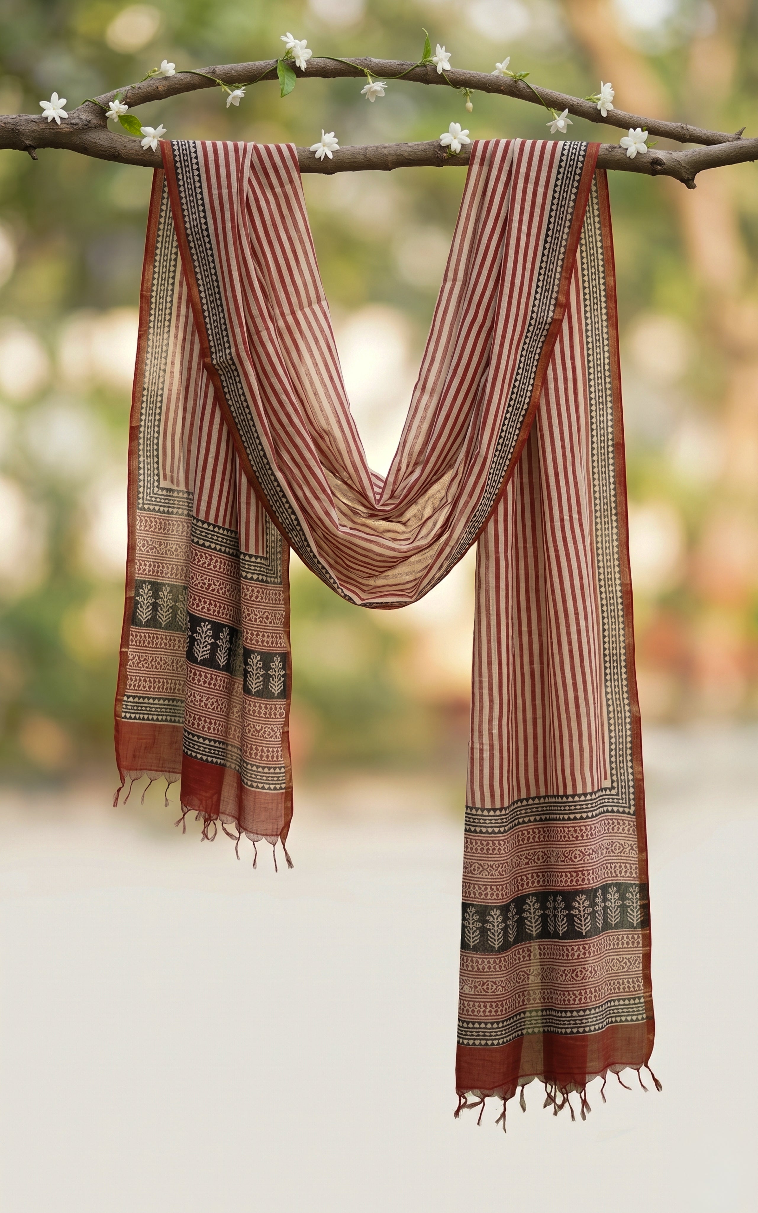 Instore – Handblock Printed Cotton Dupatta – Handcrafted – Ethnic Wear