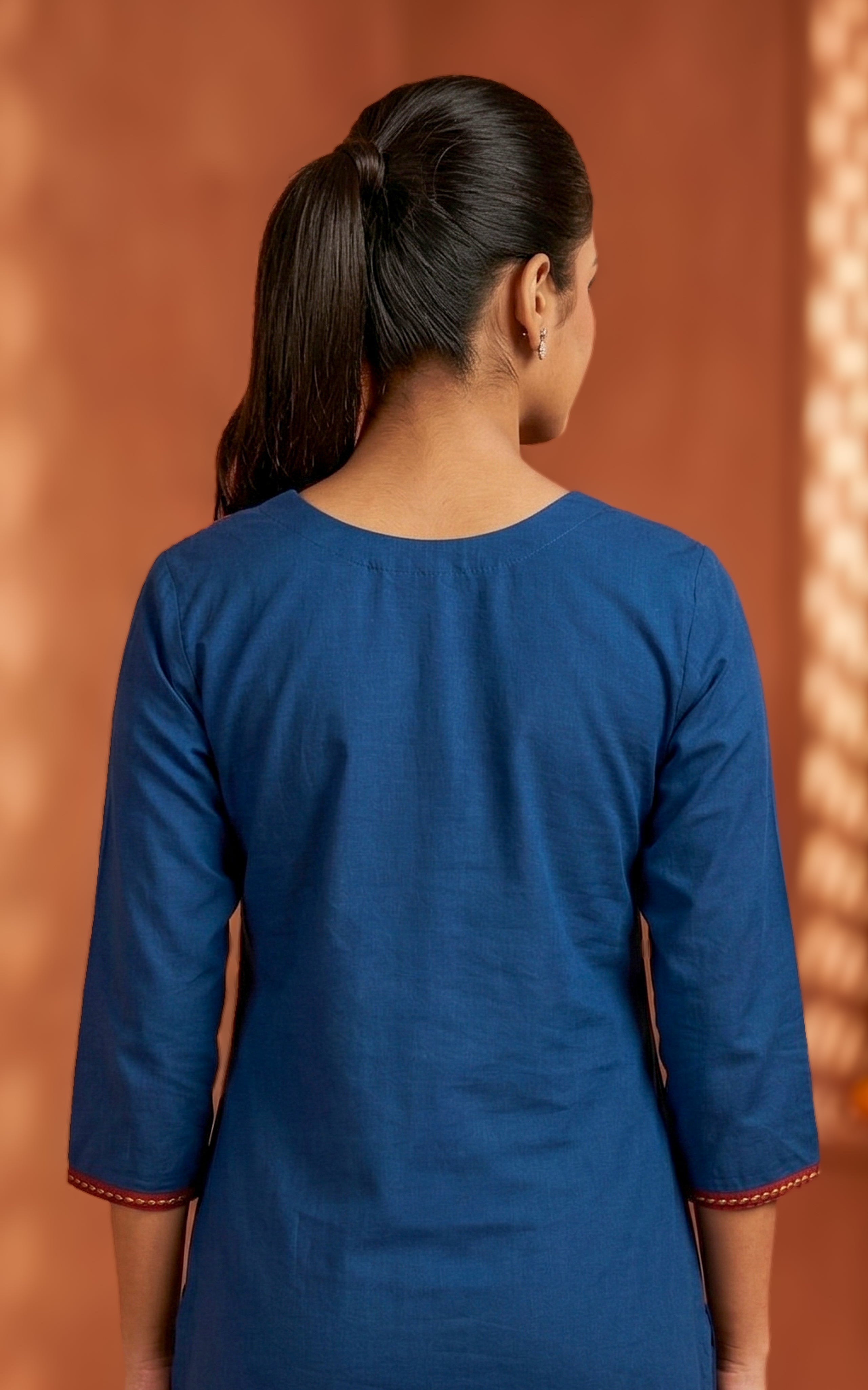 Simple Straight Cut Kurti with Round Neck