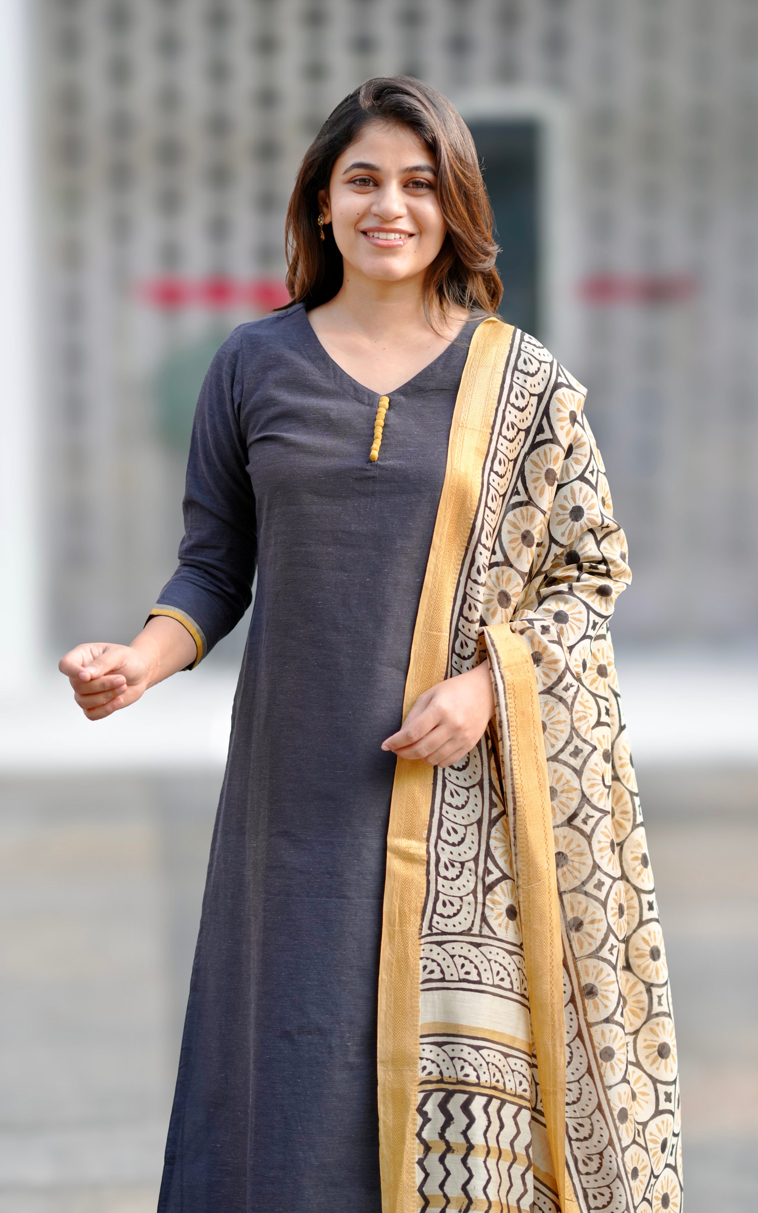 Black Chanderi Kurti Set for Women