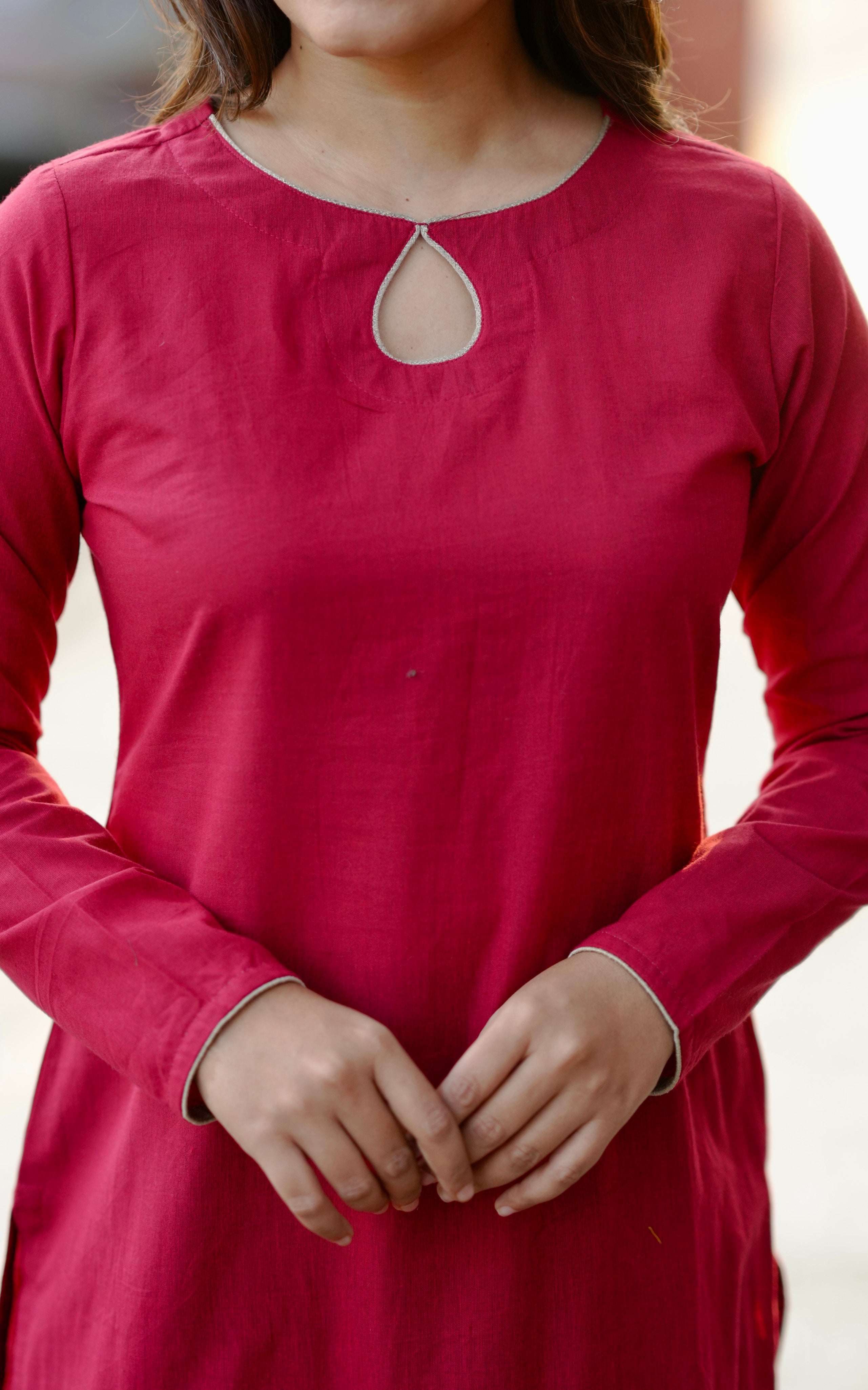 Instore – Maroon Nakshathra Kurti with Dupatta for Women – Cotton – Festive Ethnic Wear