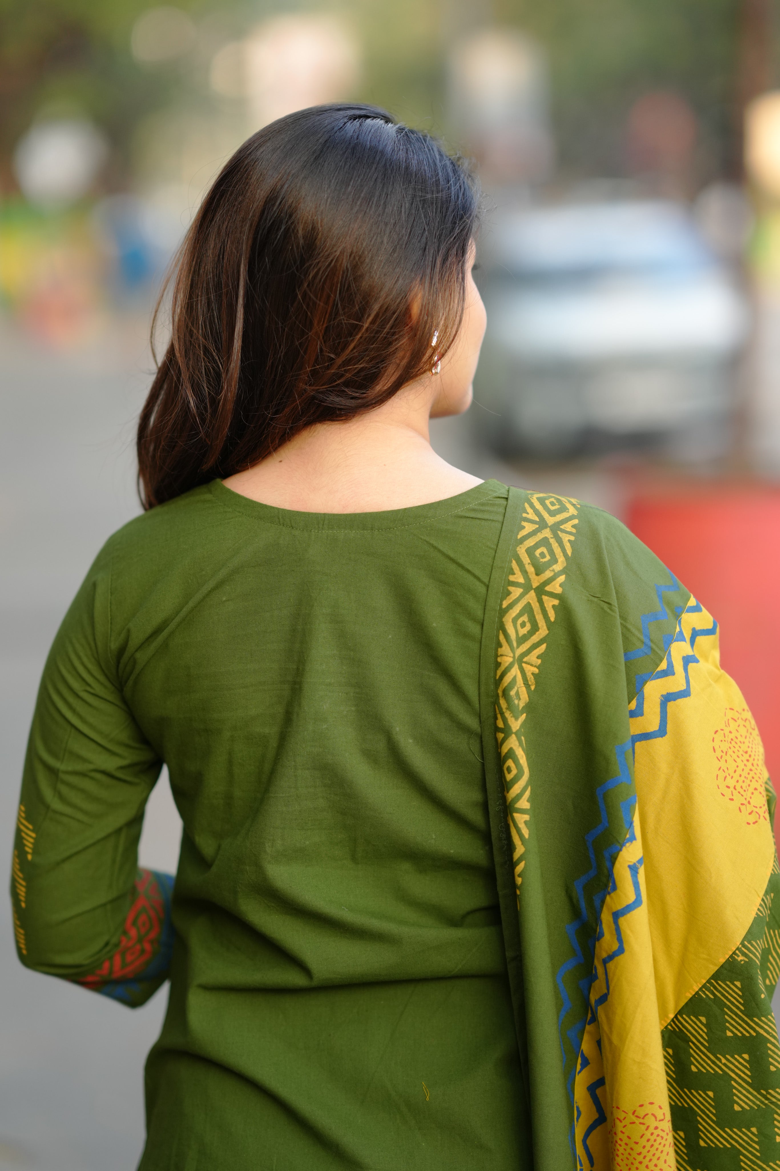 Haleema Green Handblock (Kurti+Dupatta)