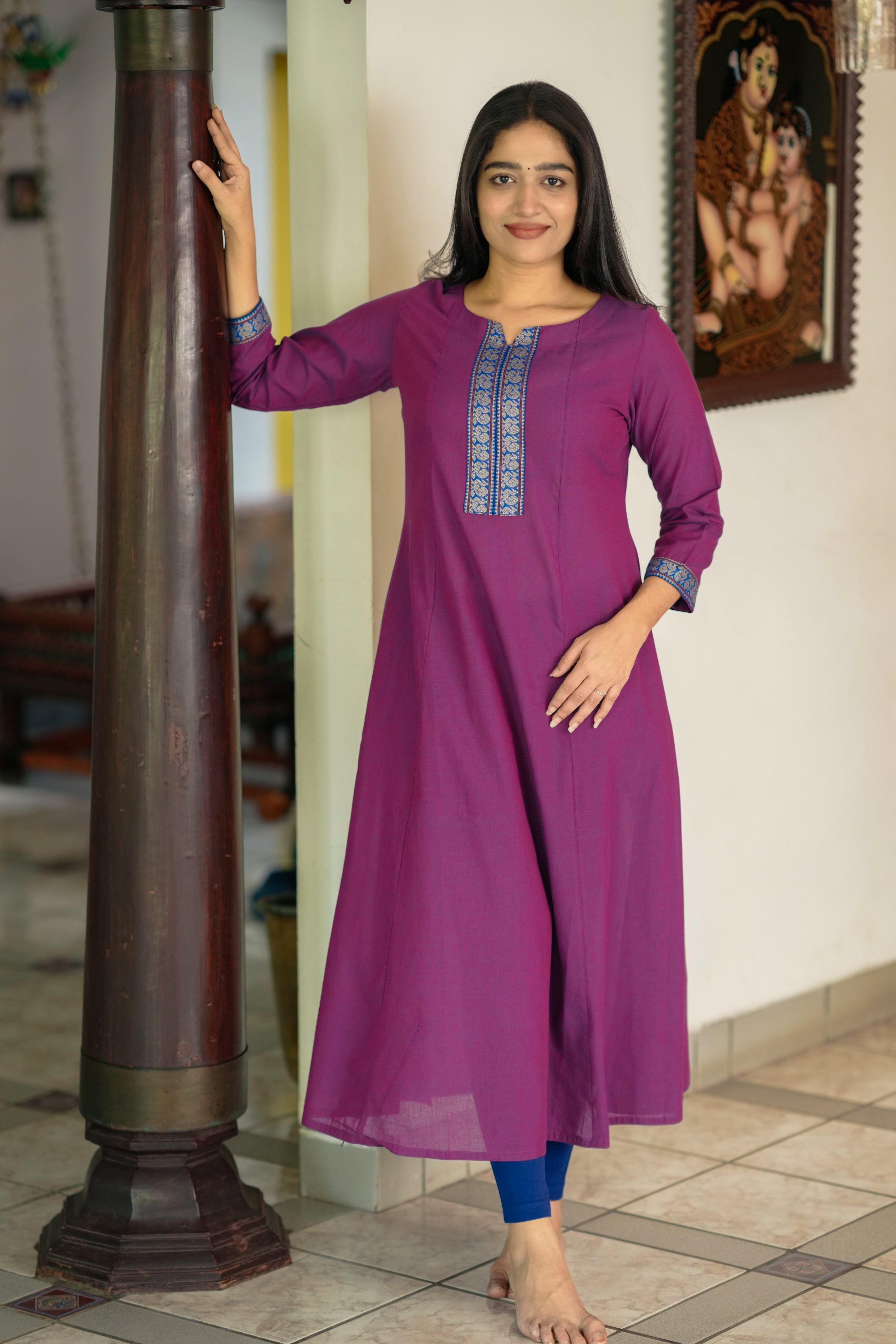 plum cotton kurti for college girls
trendy a-line cotton kurti with side slit
casual college wear cotton kurti
comfortable cotton kurti for students
stylish plum kurti for college