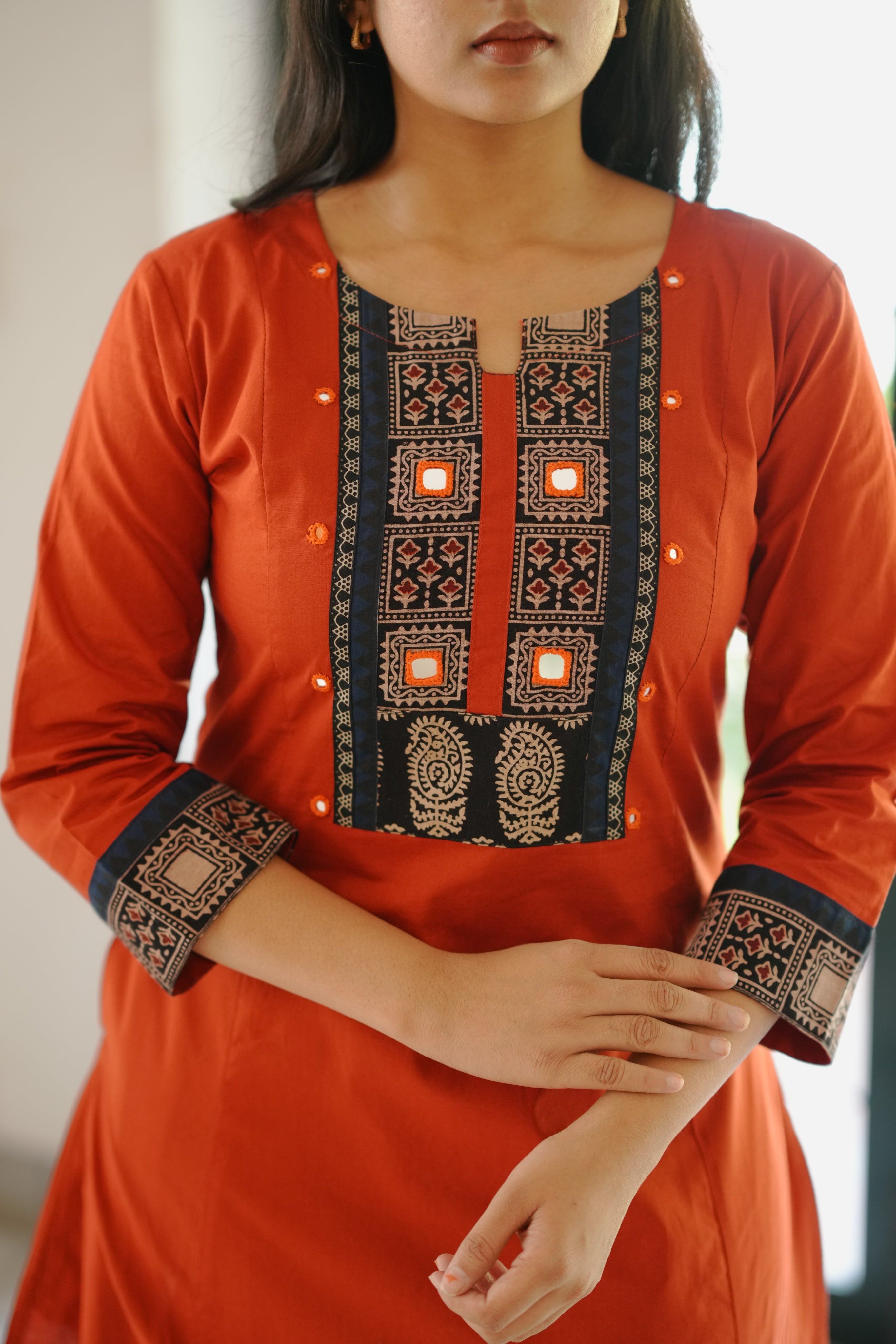 cotton kurti with handblock dupatta