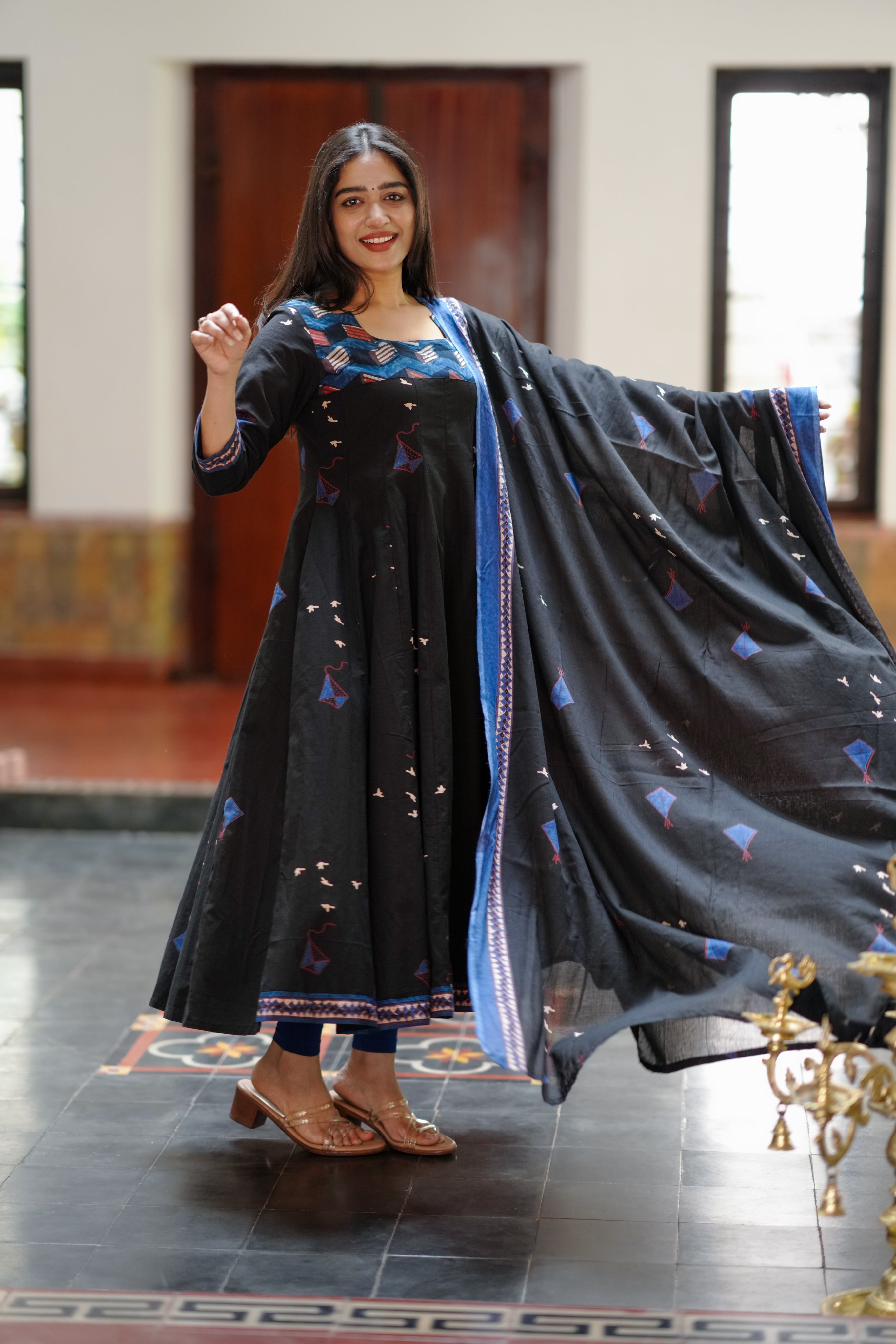 black indigo cotton anarkali kurti for daily wear
comfortable cotton kurti with handblock print
casual daily wear yoke anarkali
cotton kurti with side pocket for daily use
soft cotton kurti set with matching dupatta