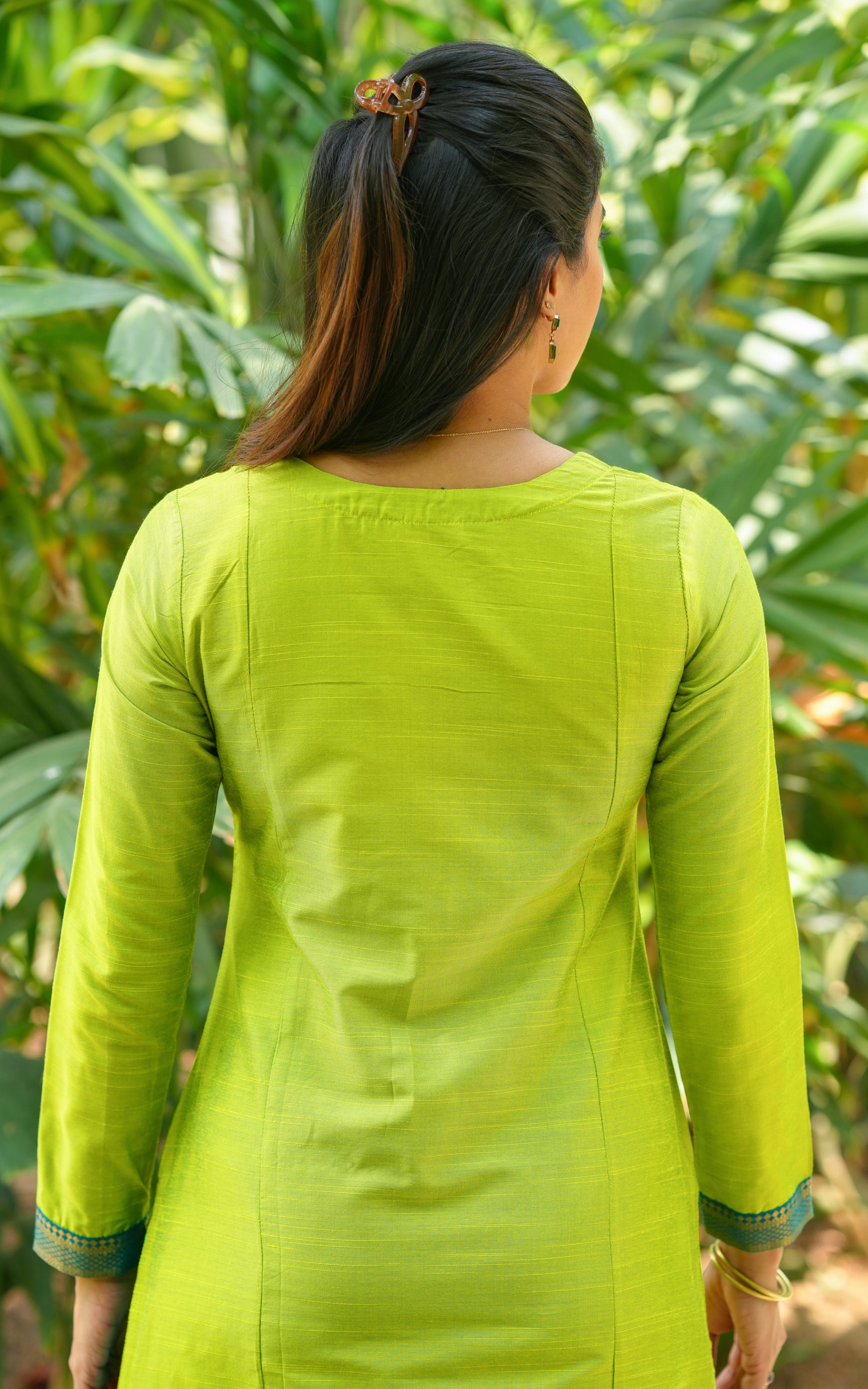 Parrot green stylish straight cut kurti for women