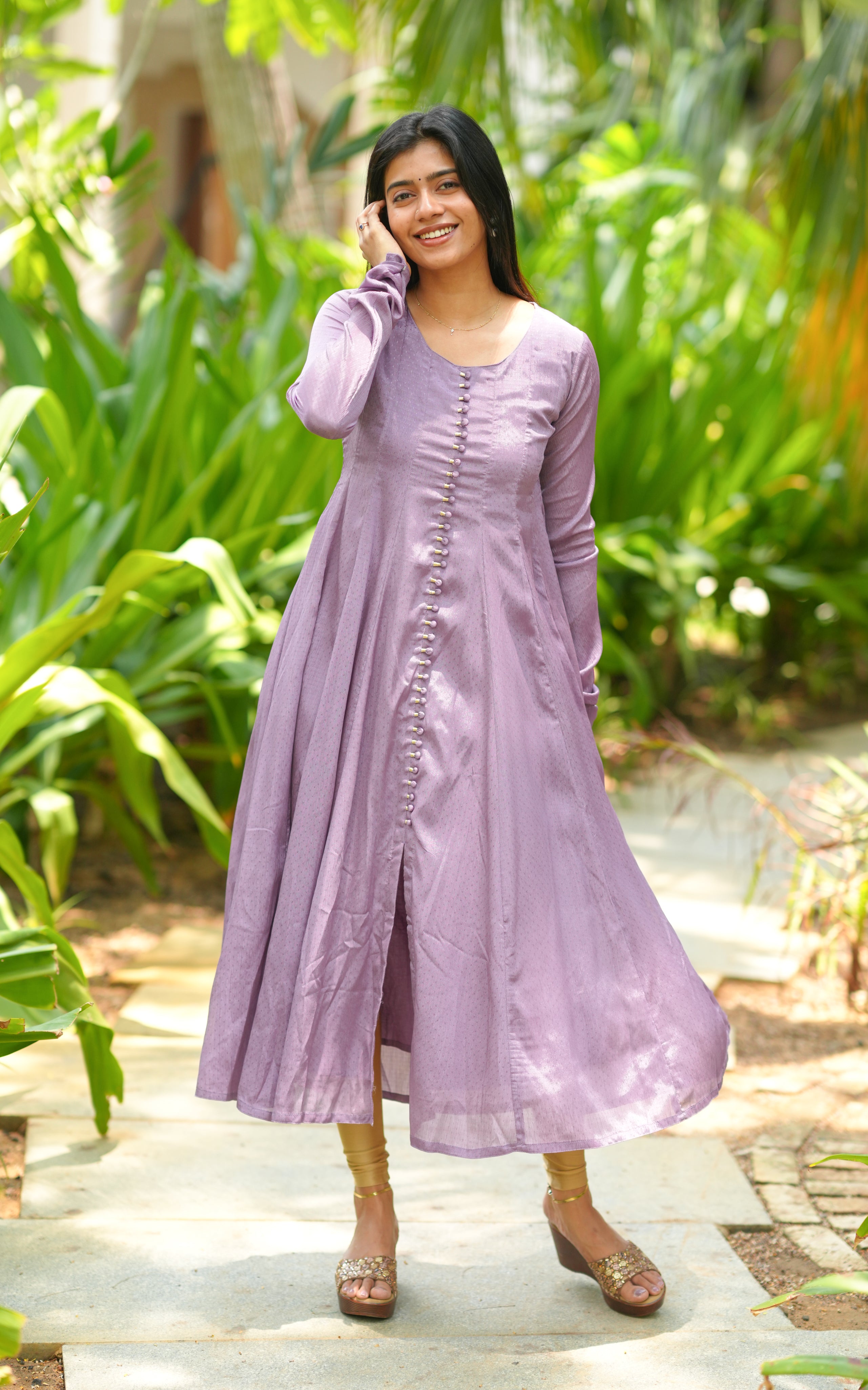 Lavender ethnic Anarkali kurti for women